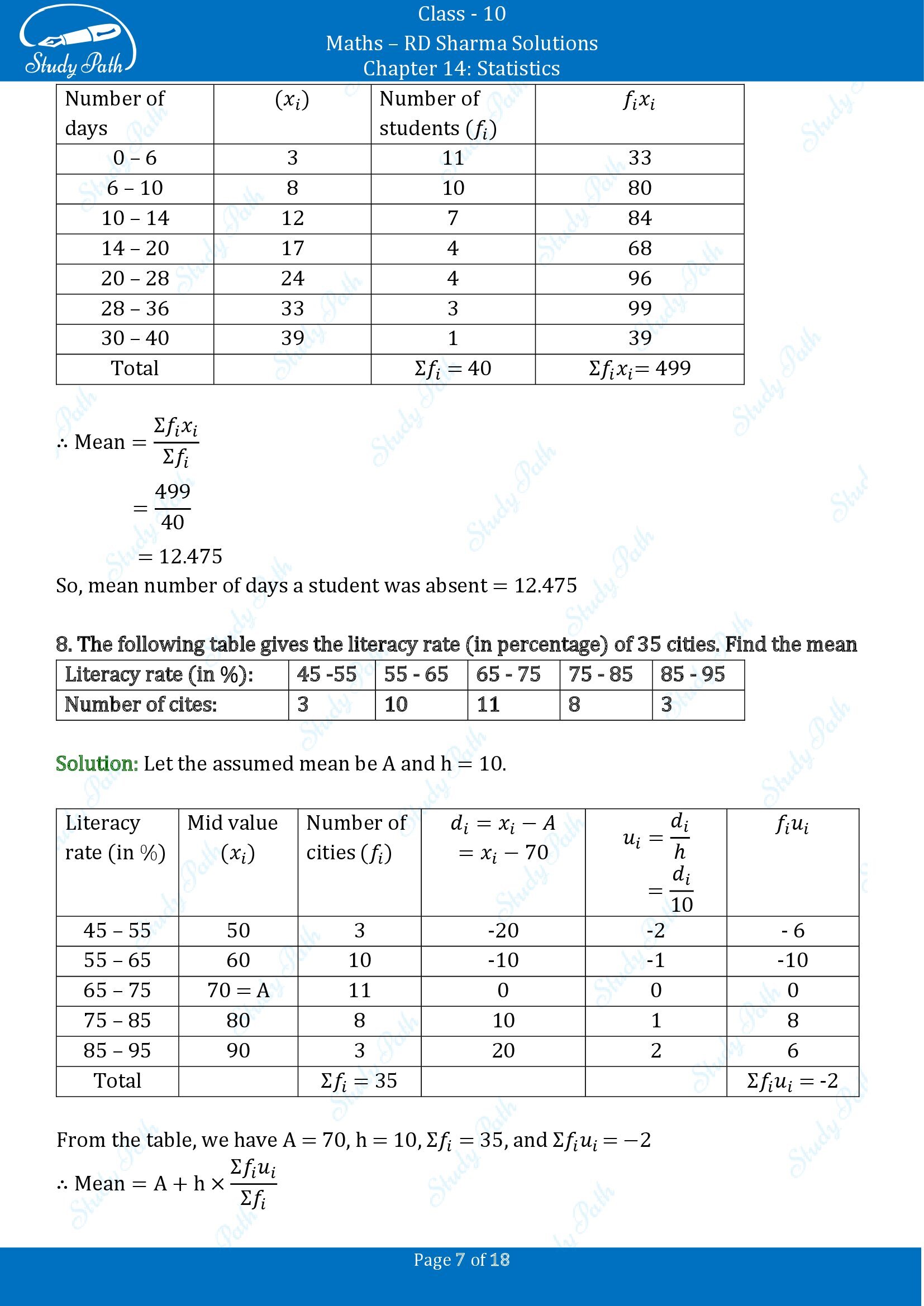 RD Sharma Solutions Class 10 Chapter 14 Statistics Exercise 14.3 00007