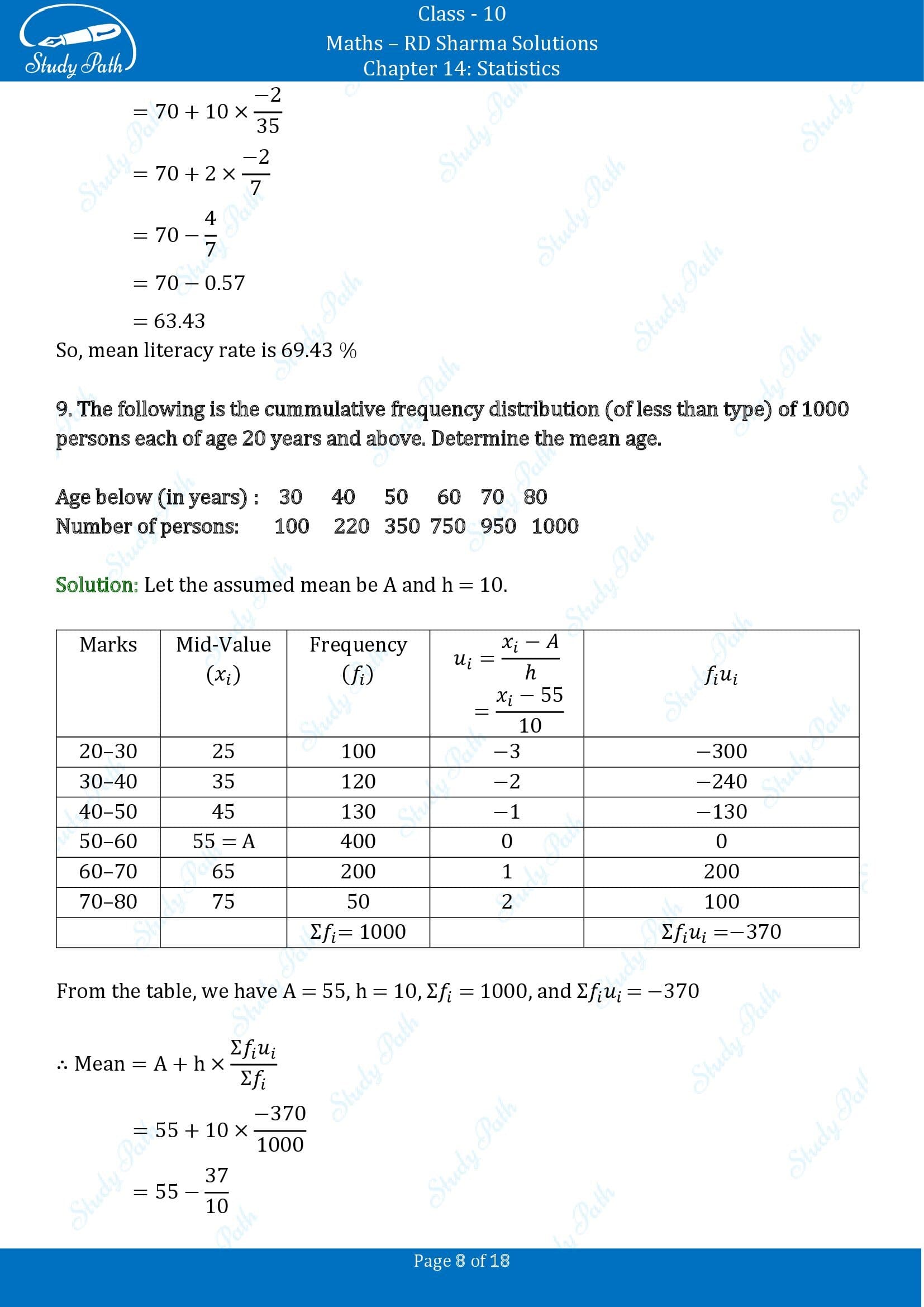 RD Sharma Solutions Class 10 Chapter 14 Statistics Exercise 14.3 00008