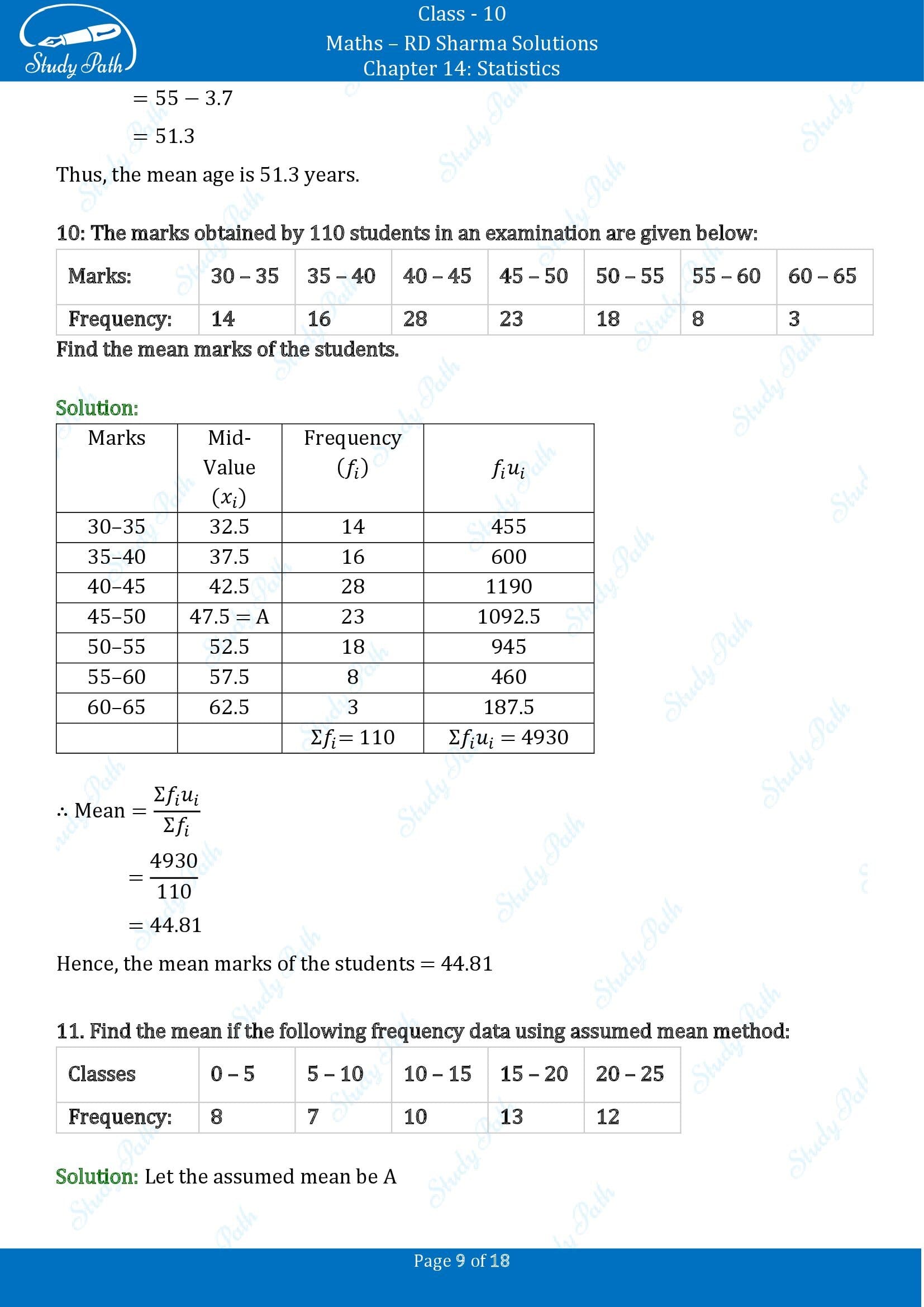 RD Sharma Solutions Class 10 Chapter 14 Statistics Exercise 14.3 00009