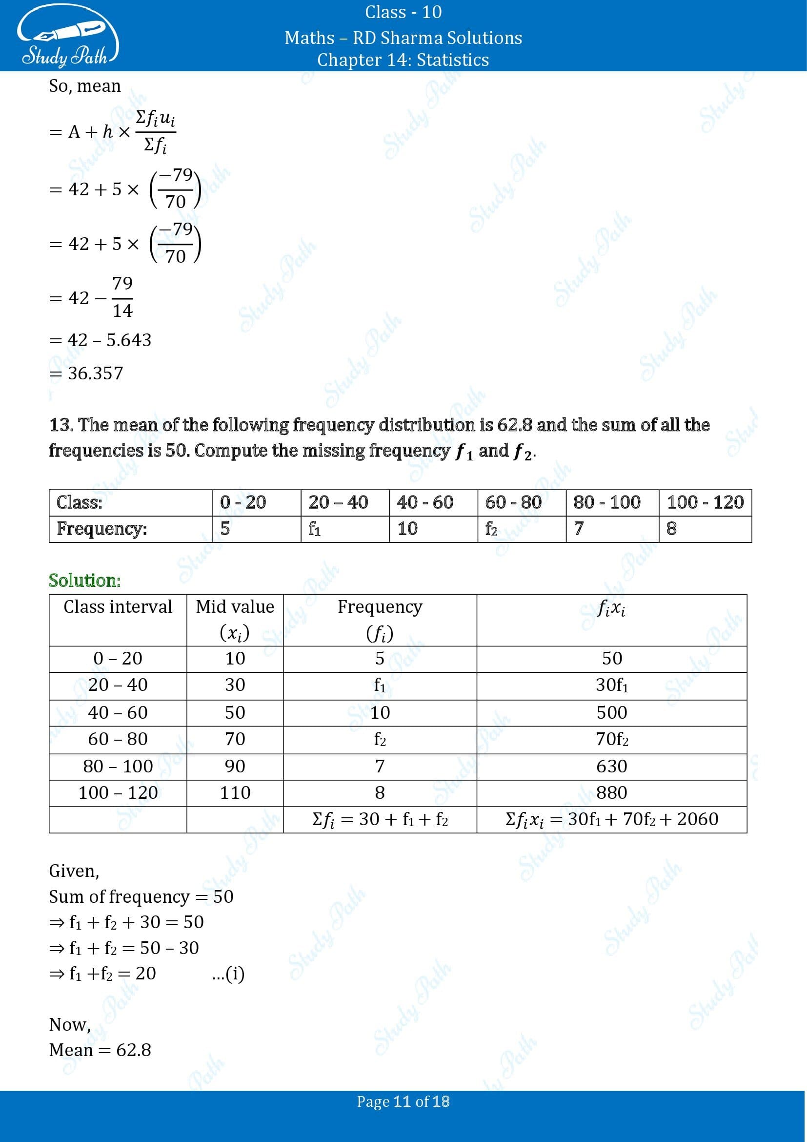 RD Sharma Solutions Class 10 Chapter 14 Statistics Exercise 14.3 00011