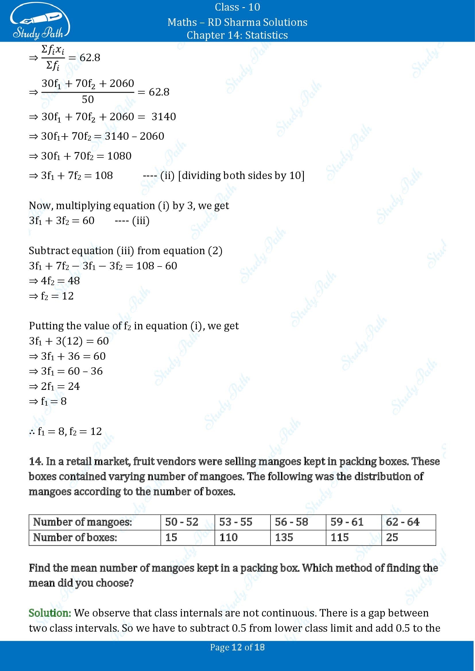 RD Sharma Solutions Class 10 Chapter 14 Statistics Exercise 14.3 00012