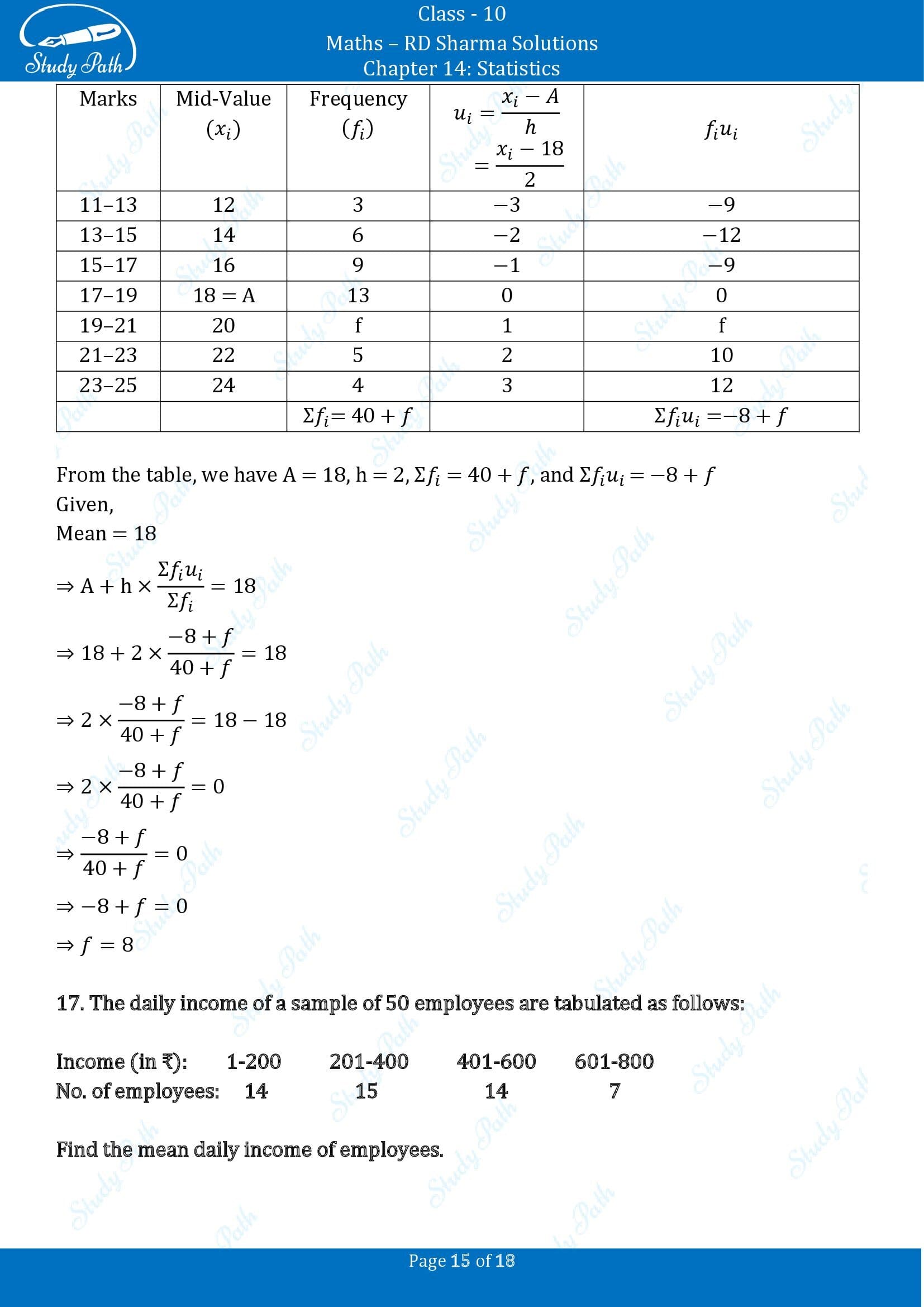 RD Sharma Solutions Class 10 Chapter 14 Statistics Exercise 14.3 00015