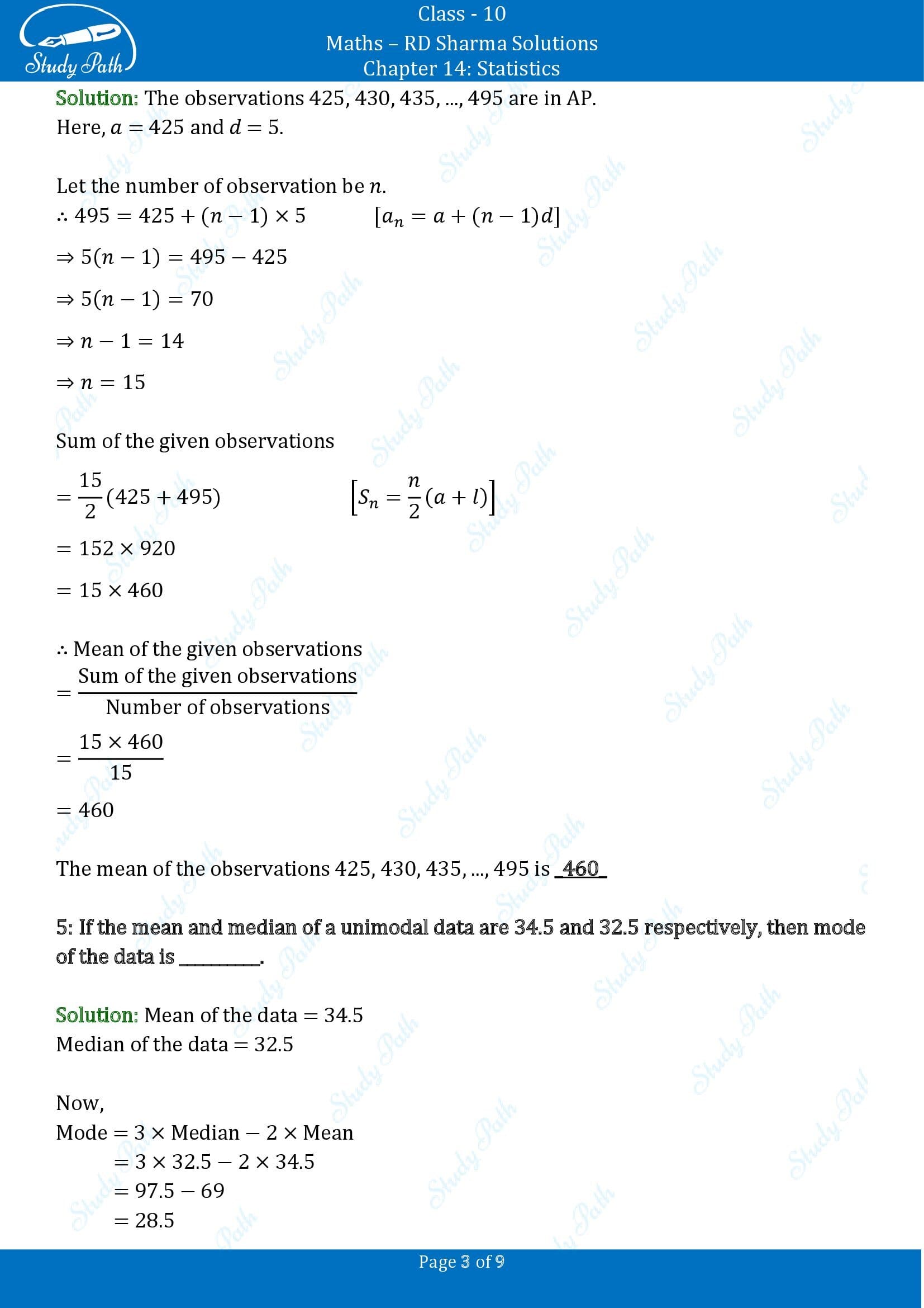 RD Sharma Solutions Class 10 Chapter 14 Statistics Fill in the Blank Type Questions FBQs 00003