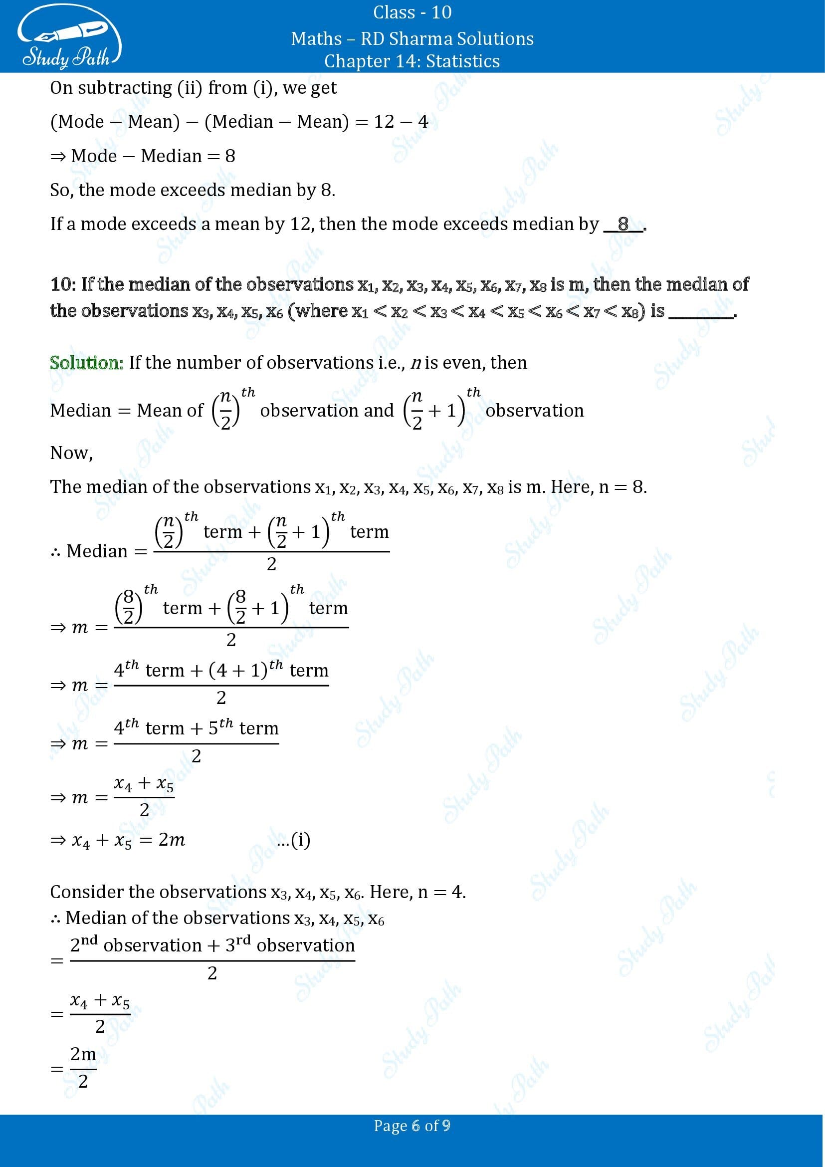 RD Sharma Solutions Class 10 Chapter 14 Statistics Fill in the Blank Type Questions FBQs 00006