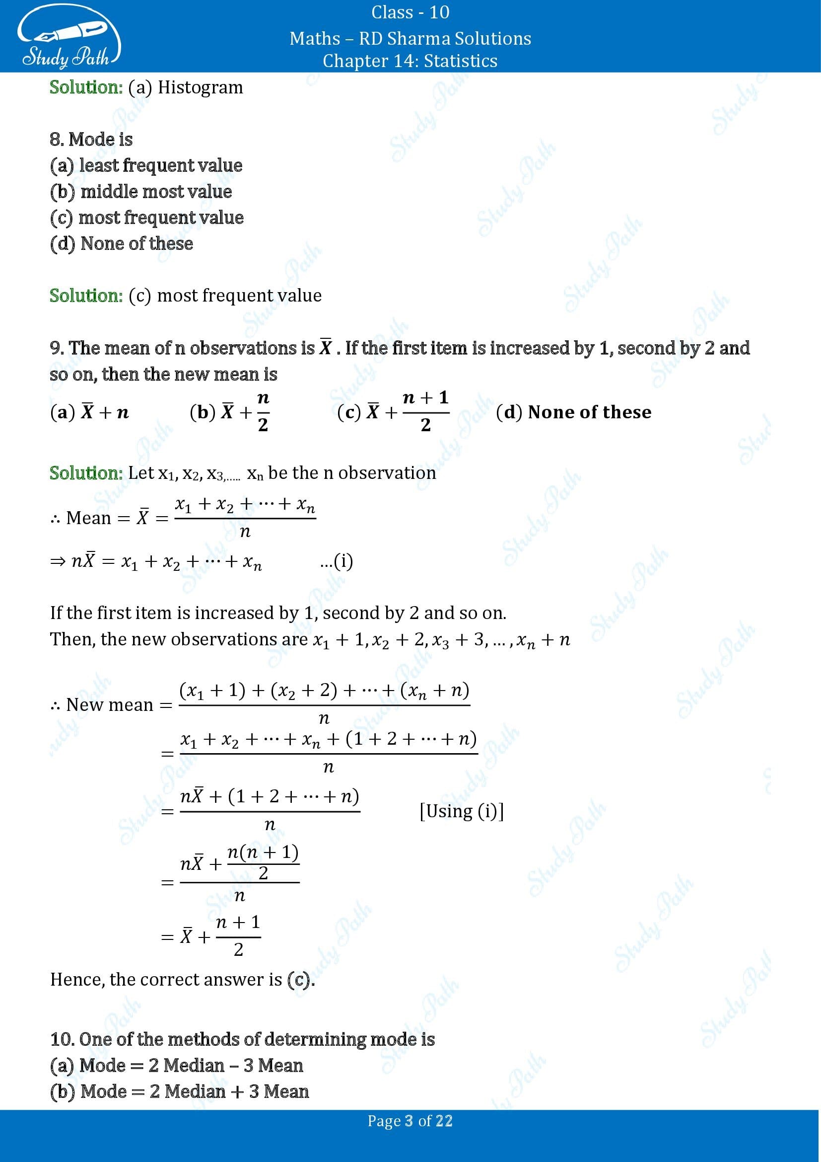 RD Sharma Solutions Class 10 Chapter 14 Statistics Multiple Choice Questions MCQs 00003