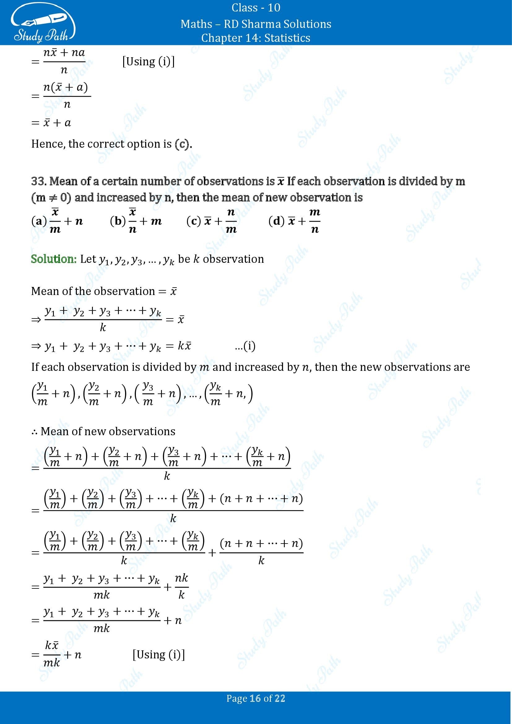 RD Sharma Solutions Class 10 Chapter 14 Statistics Multiple Choice Questions MCQs 00016