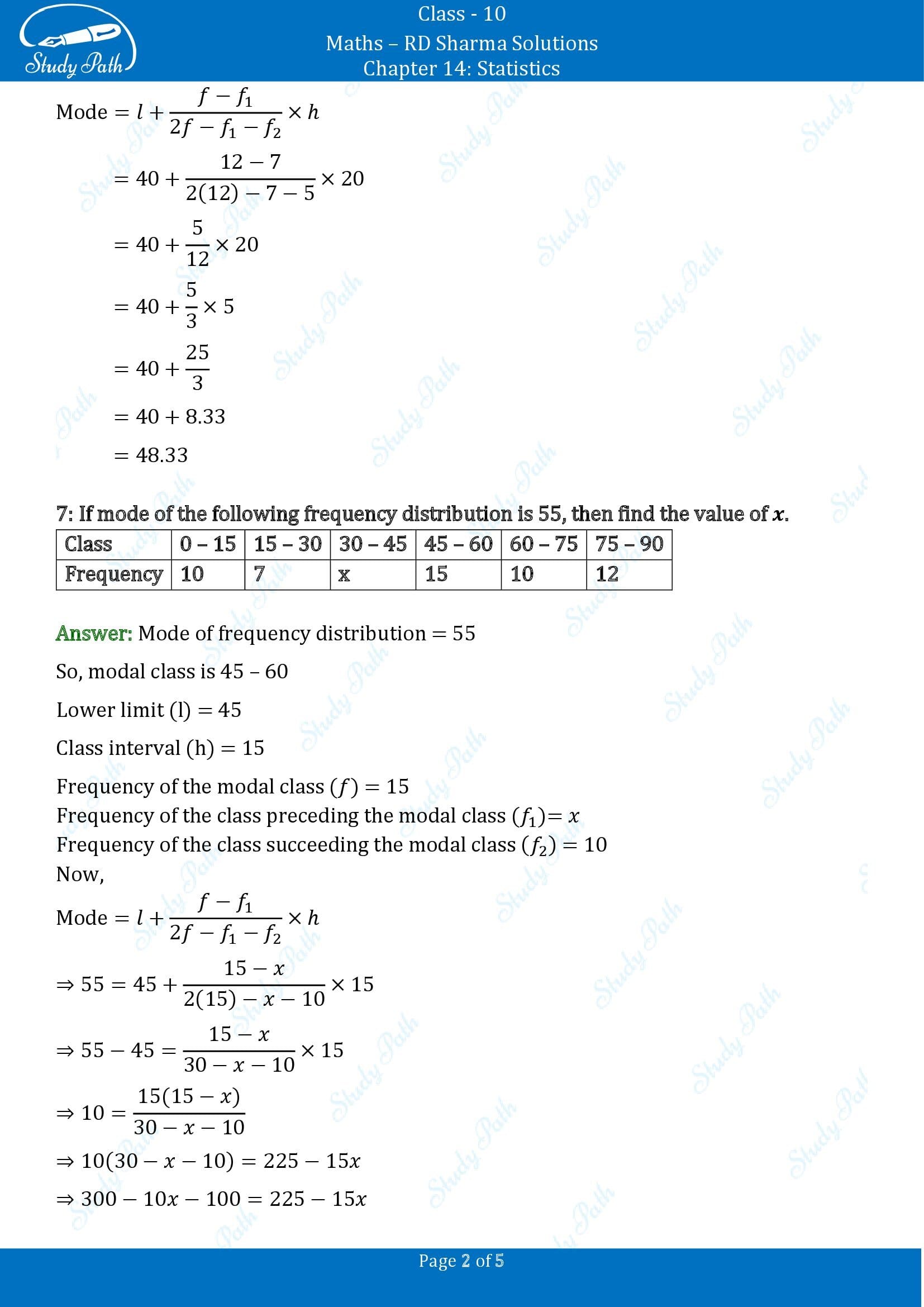 RD Sharma Solutions Class 10 Chapter 14 Statistics Very Short Answer Type Questions VSAQs 00002