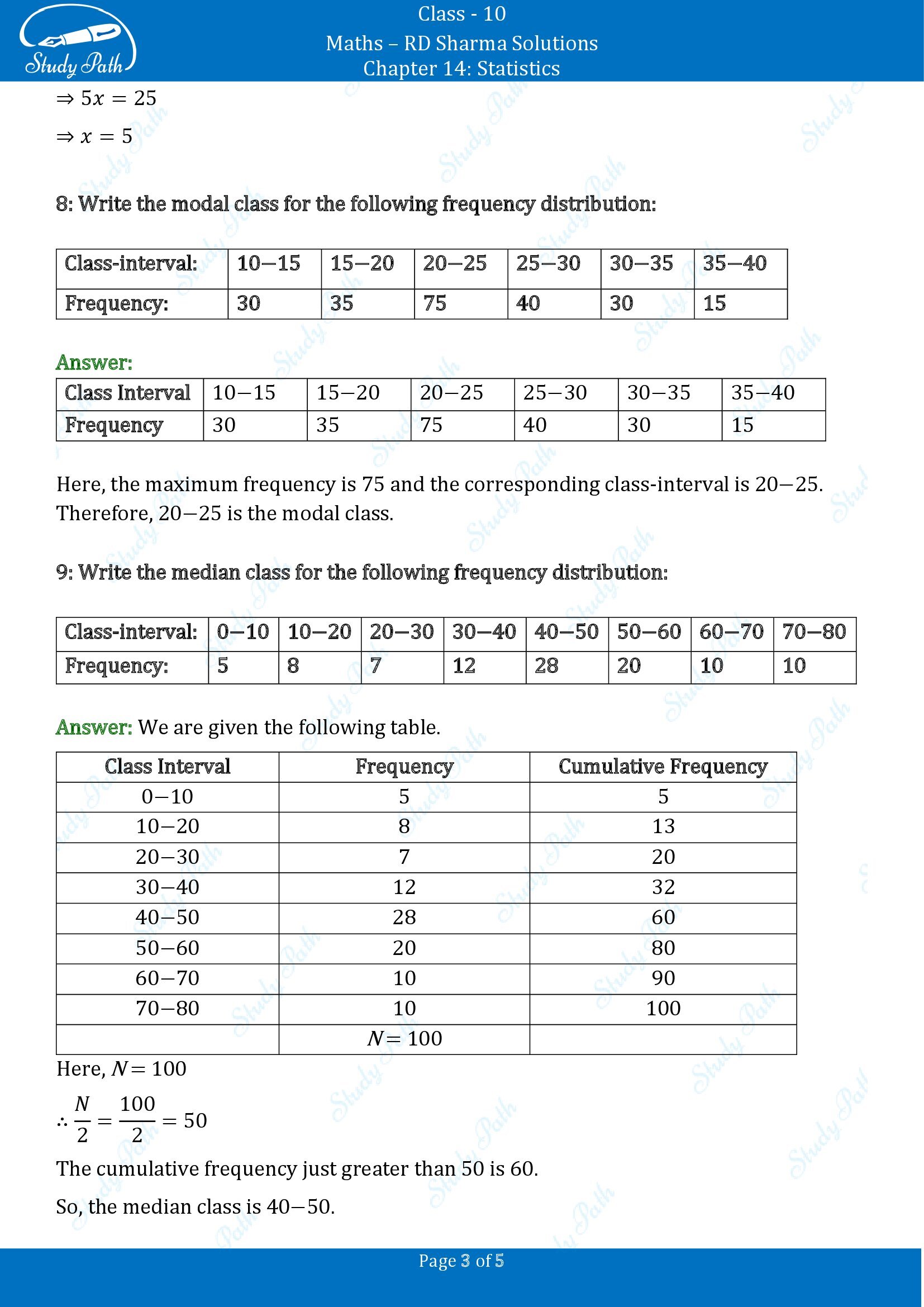 RD Sharma Solutions Class 10 Chapter 14 Statistics Very Short Answer Type Questions VSAQs 00003