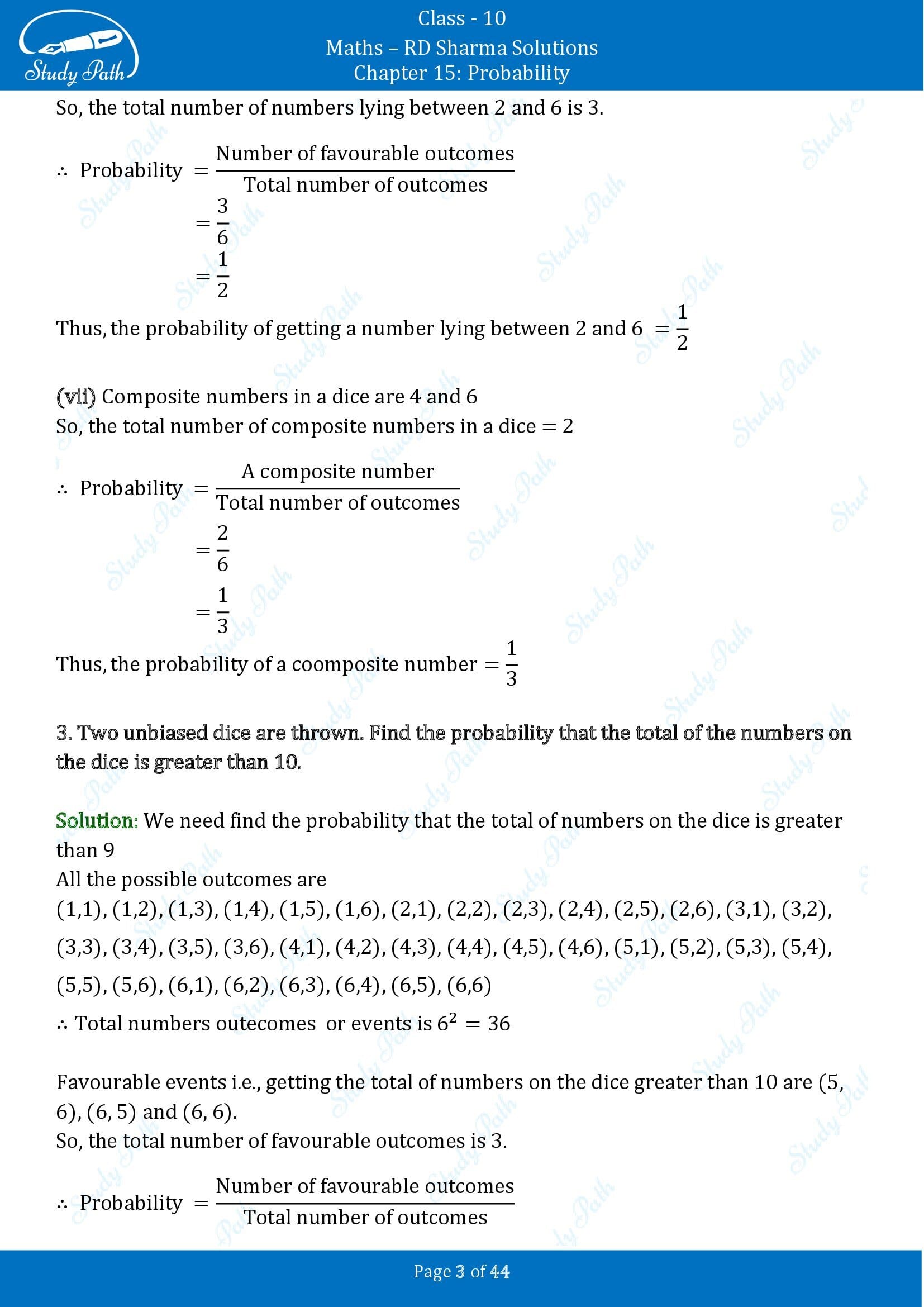 RD Sharma Solutions Class 10 Chapter 15 Probability Exercise 15.1 00003