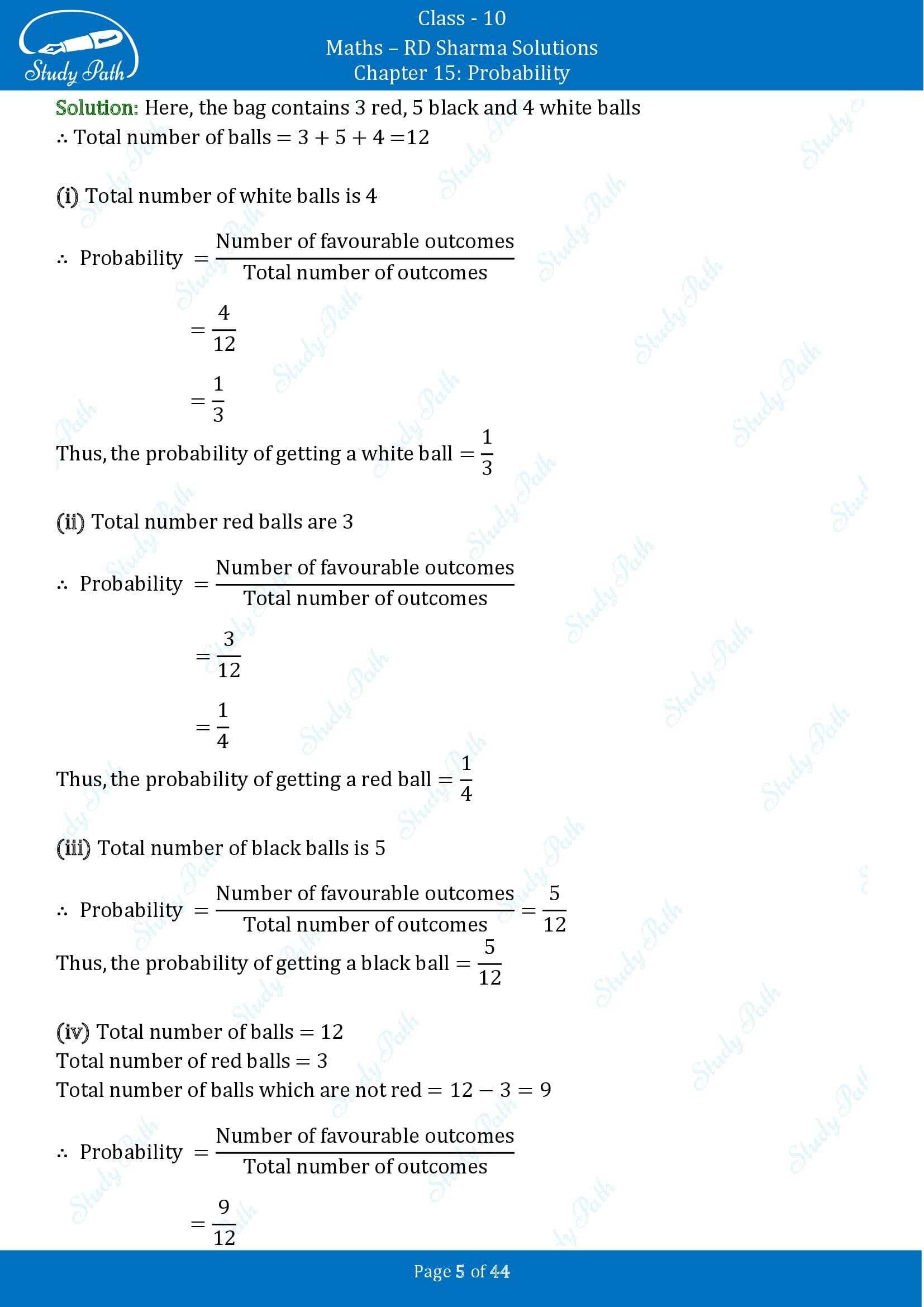 RD Sharma Solutions Class 10 Chapter 15 Probability Exercise 15.1 00005