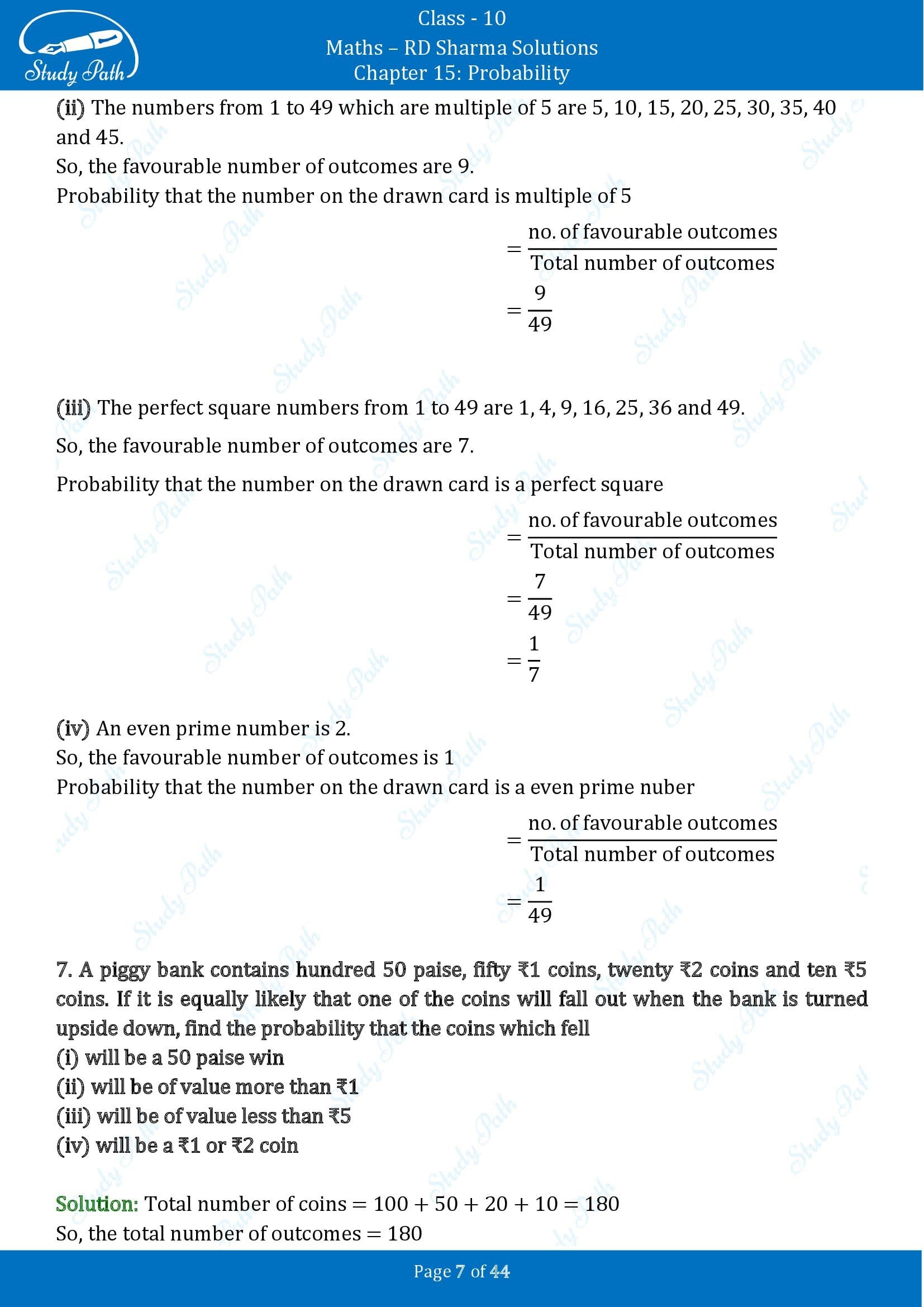 RD Sharma Solutions Class 10 Chapter 15 Probability Exercise 15.1 00007