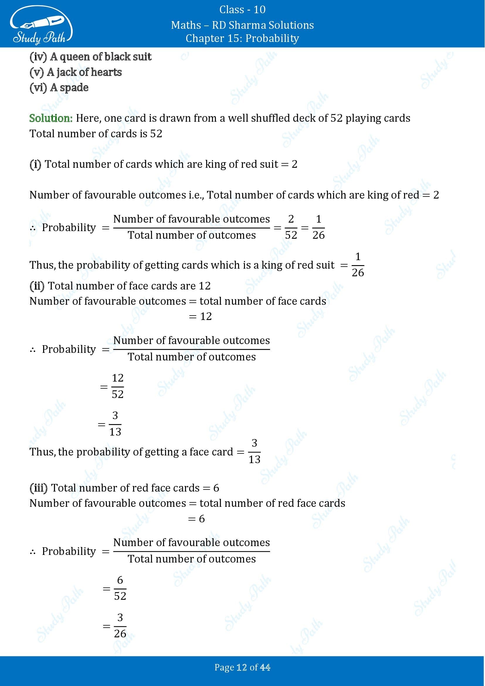 RD Sharma Solutions Class 10 Chapter 15 Probability Exercise 15.1 00012