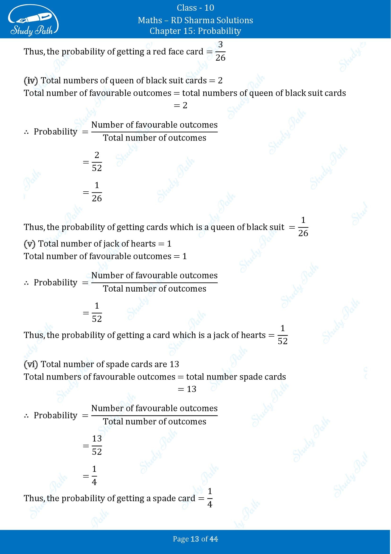 RD Sharma Solutions Class 10 Chapter 15 Probability Exercise 15.1 00013