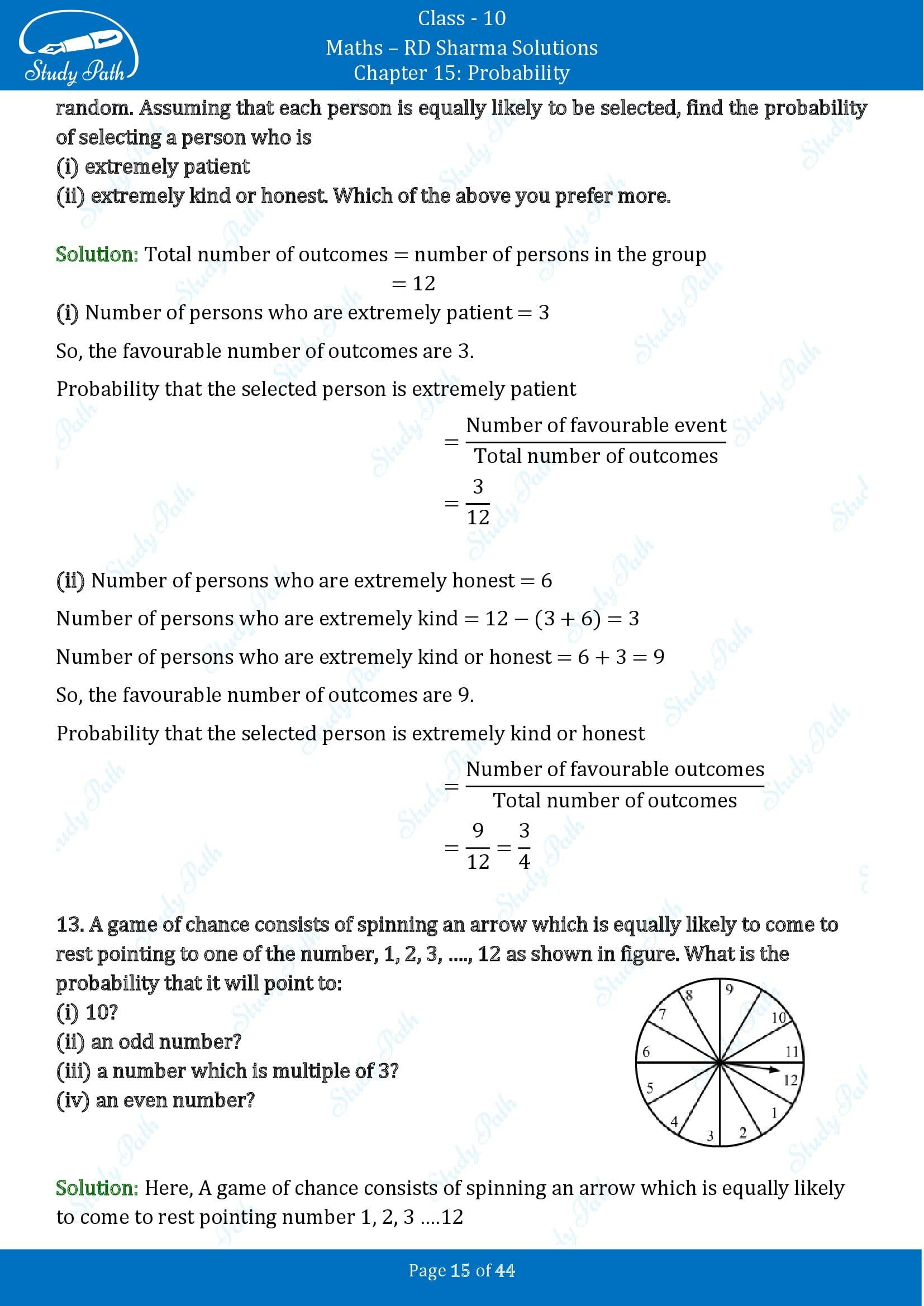 RD Sharma Solutions Class 10 Chapter 15 Probability Exercise 15.1 00015