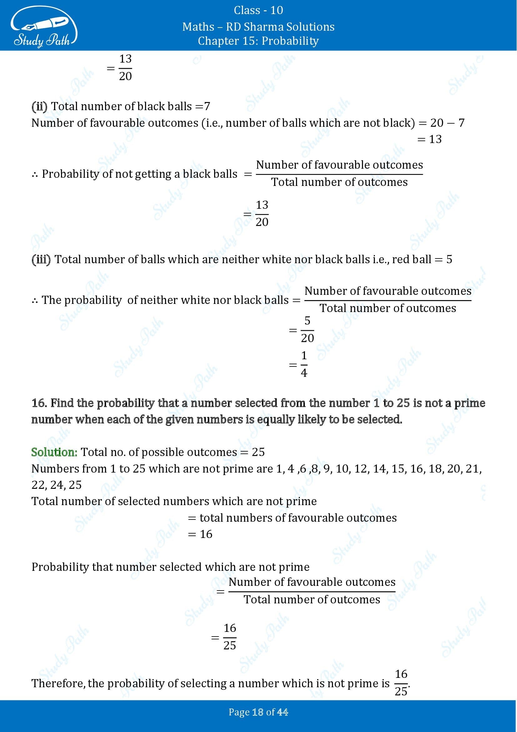 RD Sharma Solutions Class 10 Chapter 15 Probability Exercise 15.1 00018