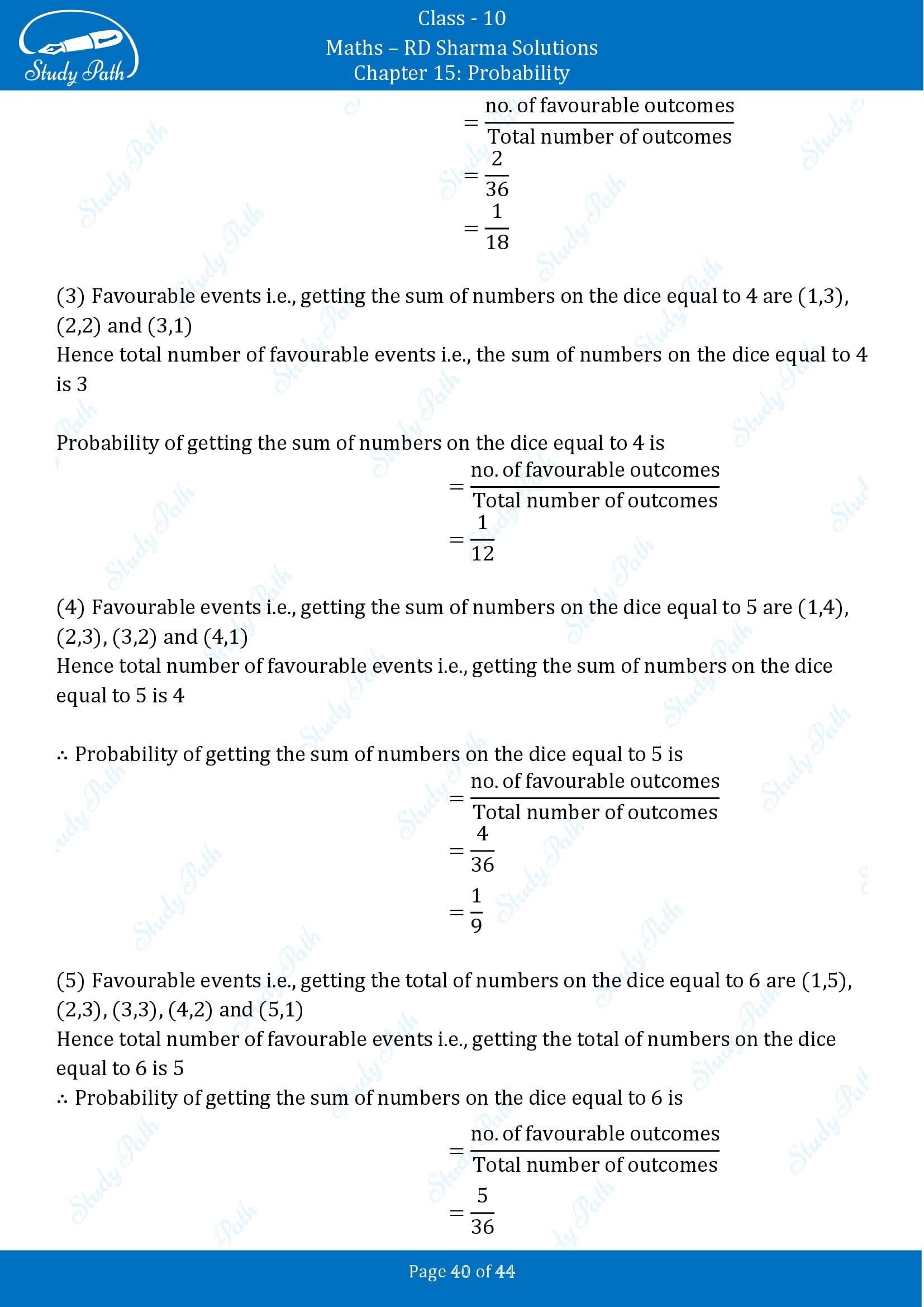 RD Sharma Solutions Class 10 Chapter 15 Probability Exercise 15.1 00040