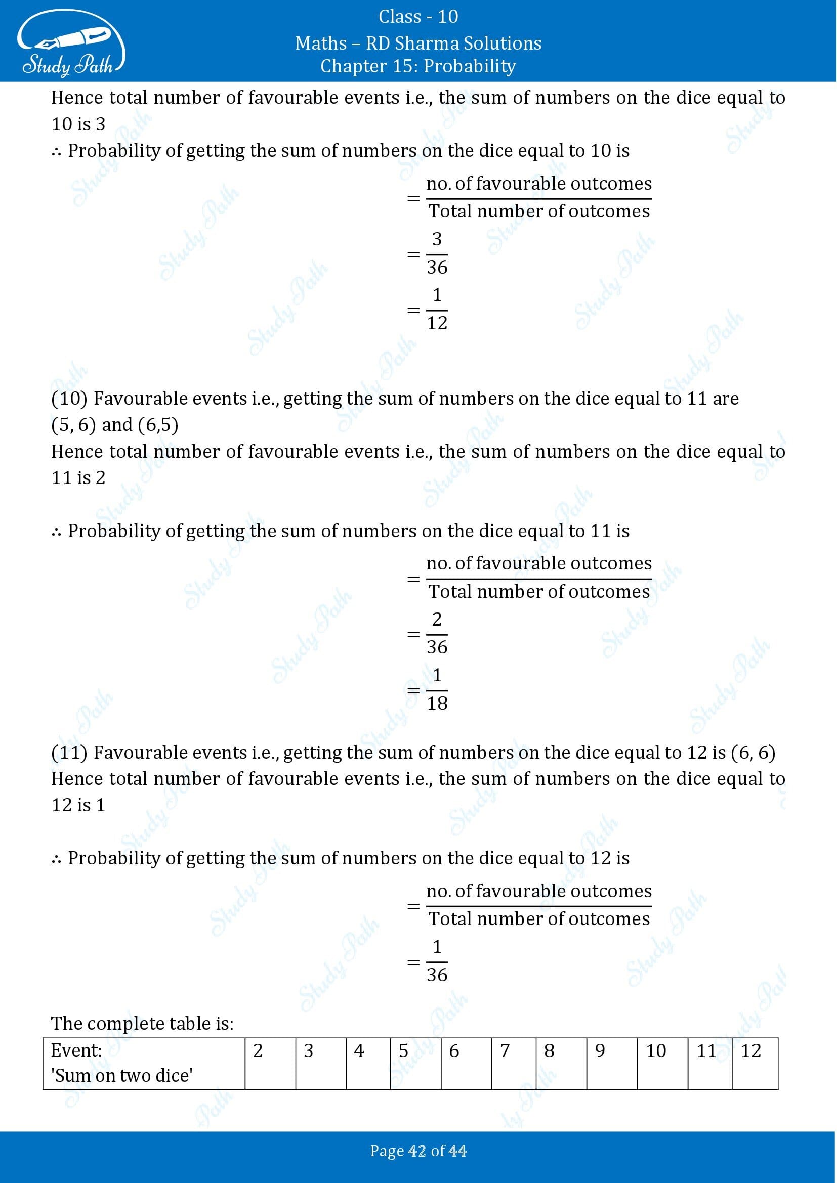 RD Sharma Solutions Class 10 Chapter 15 Probability Exercise 15.1 00042