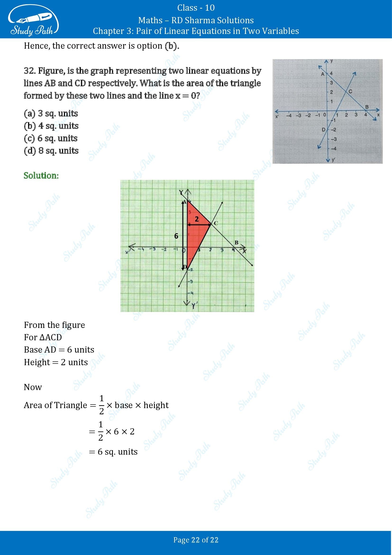 RD Sharma Solutions Class 10 Chapter 3 Pair of Linear Equations in Two Variables Multiple Choice Questions MCQs 0022