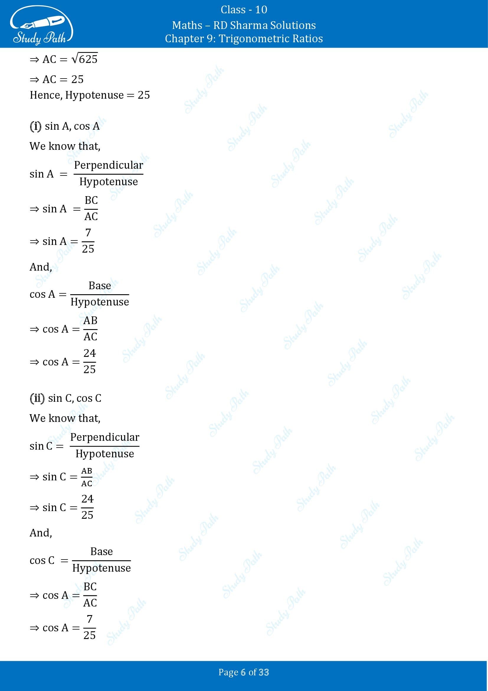 RD Sharma Solutions Class 10 Chapter 9 Trigonometric Ratios Exercise 9.1 00006