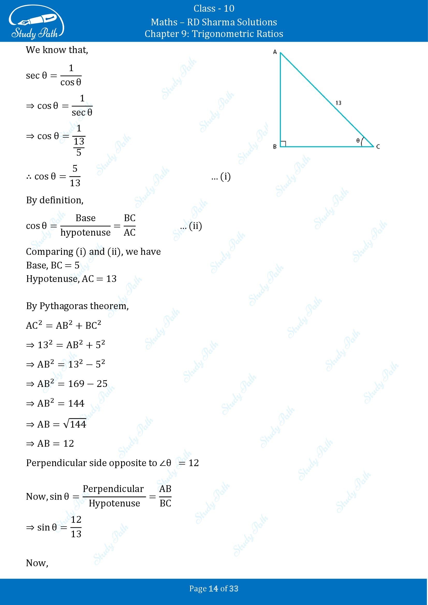 RD Sharma Solutions Class 10 Chapter 9 Trigonometric Ratios Exercise 9.1 00014