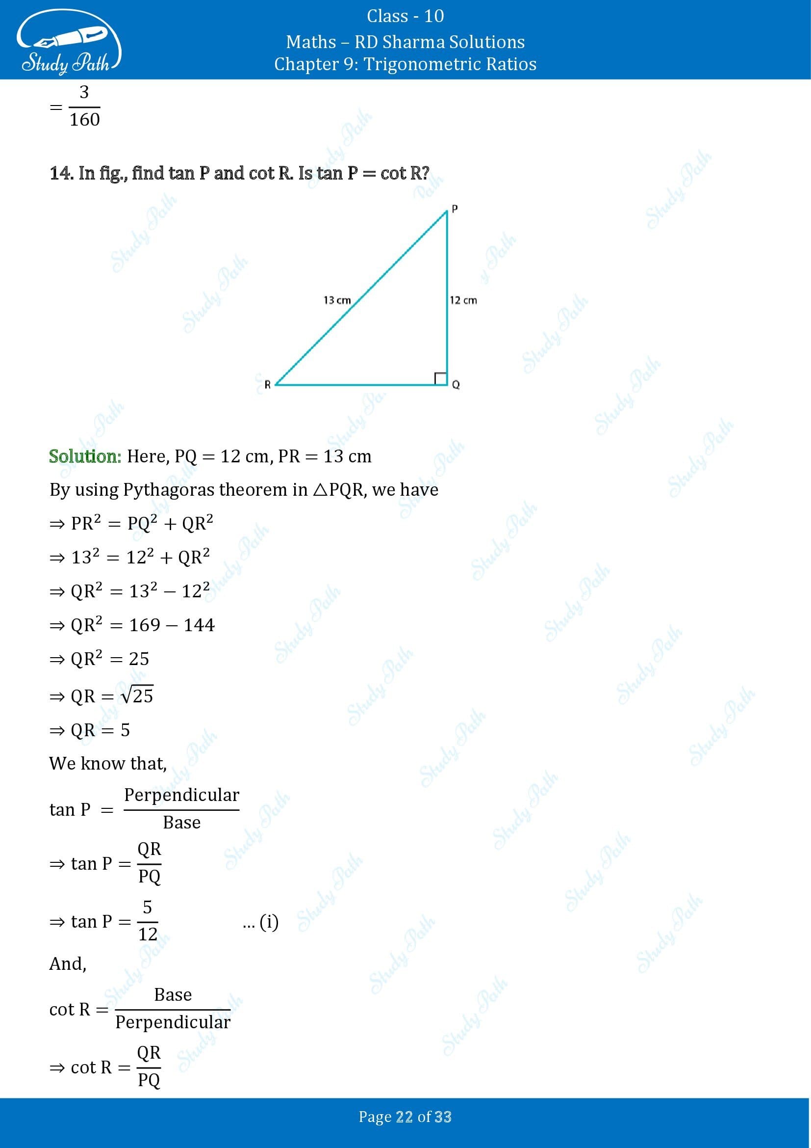 RD Sharma Solutions Class 10 Chapter 9 Trigonometric Ratios Exercise 9.1 00022