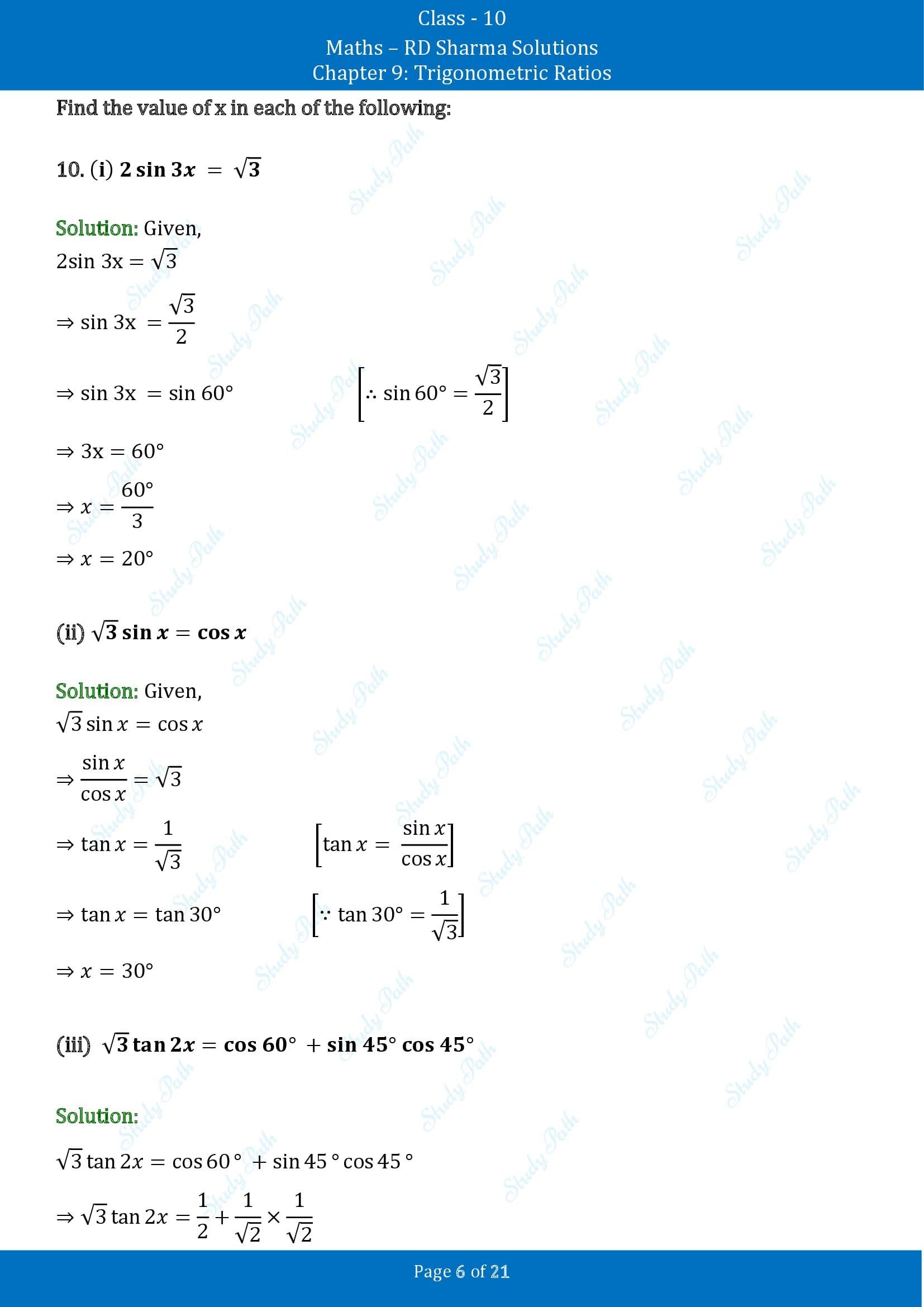 RD Sharma Solutions Class 10 Chapter 9 Trigonometric Ratios Exercise 9.2 00006