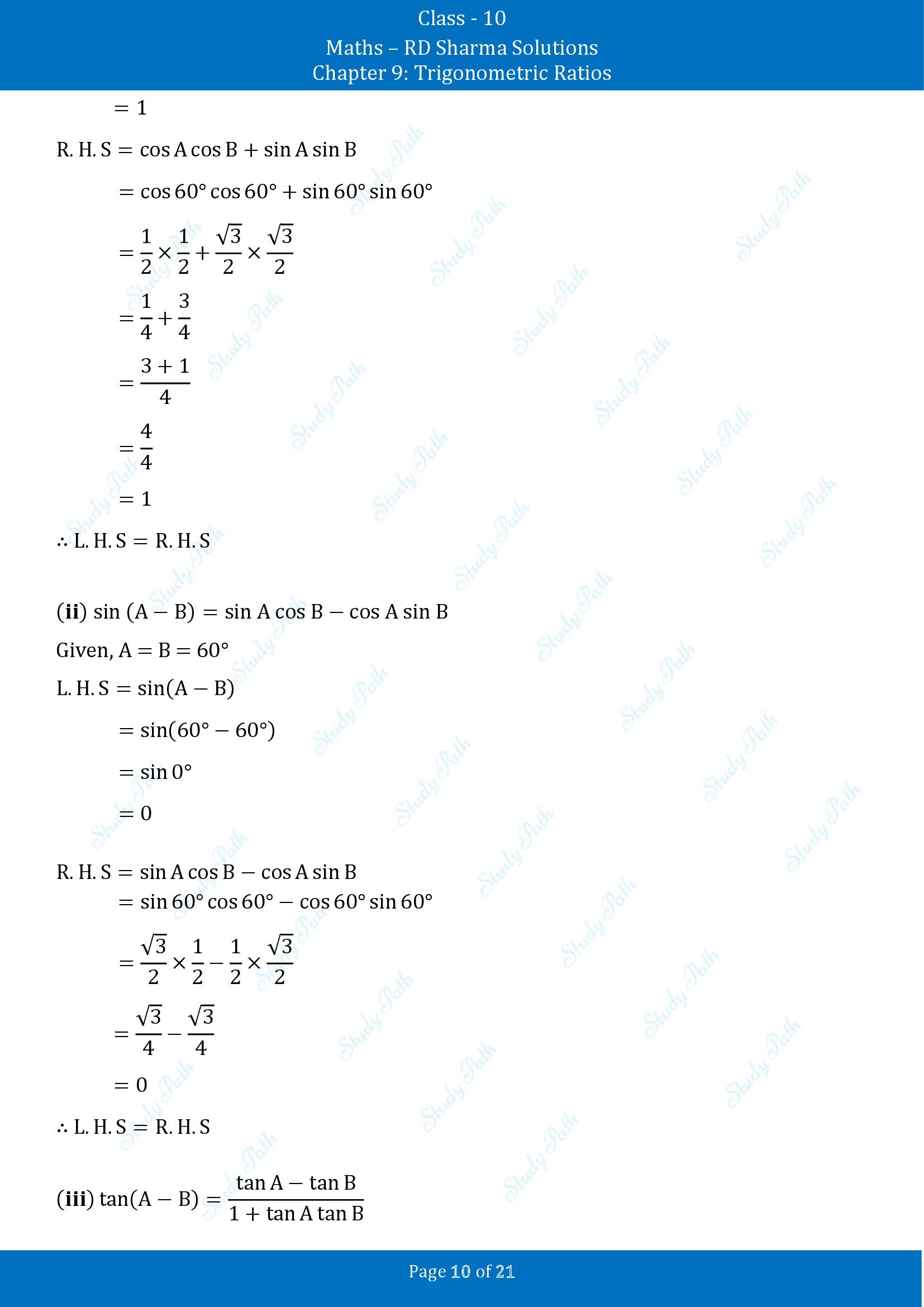 RD Sharma Solutions Class 10 Chapter 9 Trigonometric Ratios Exercise 9.2 00010