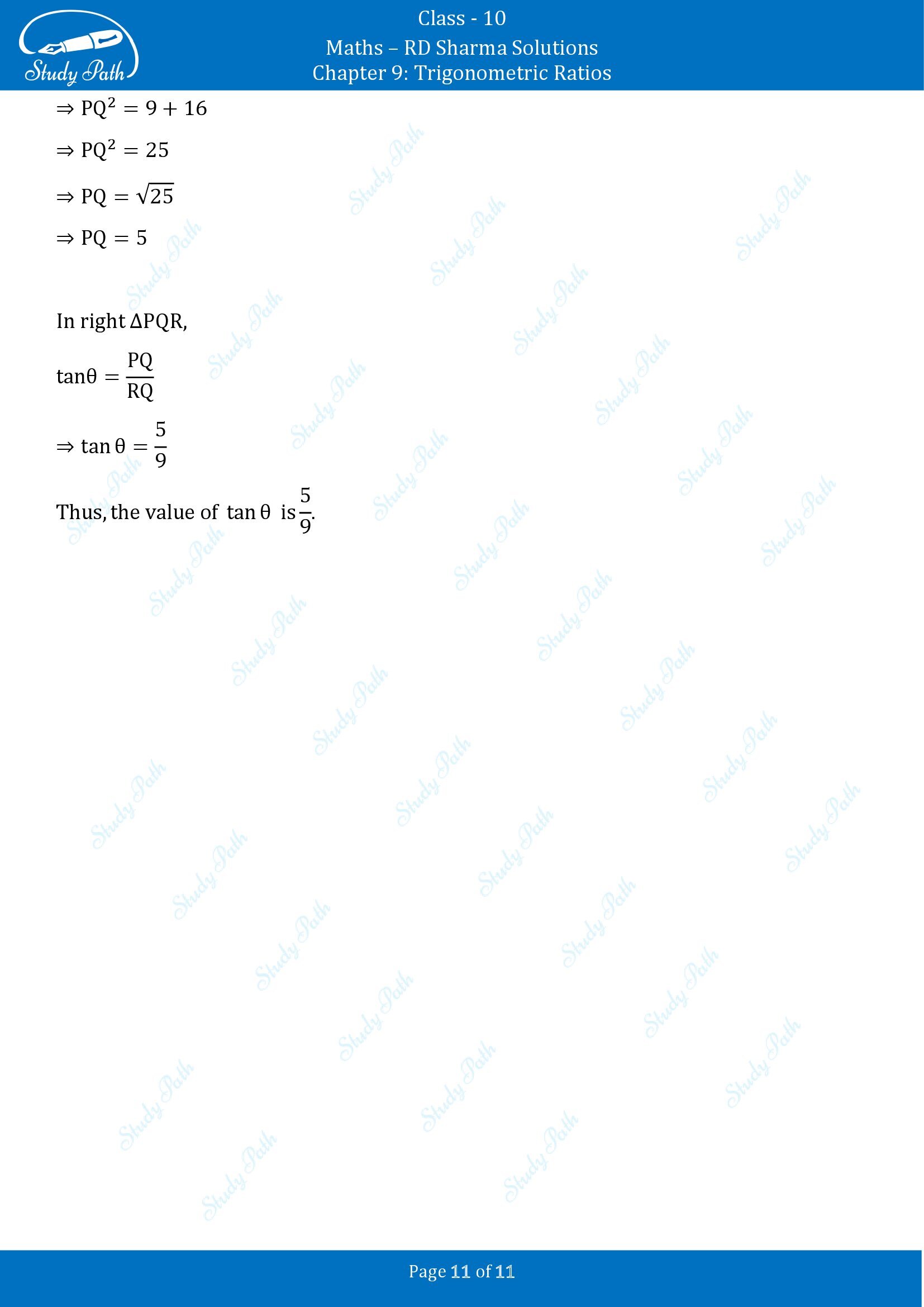 RD Sharma Solutions Class 10 Chapter 9 Trigonometric Ratios Very Short Answer Type Questions VSAQs 00011