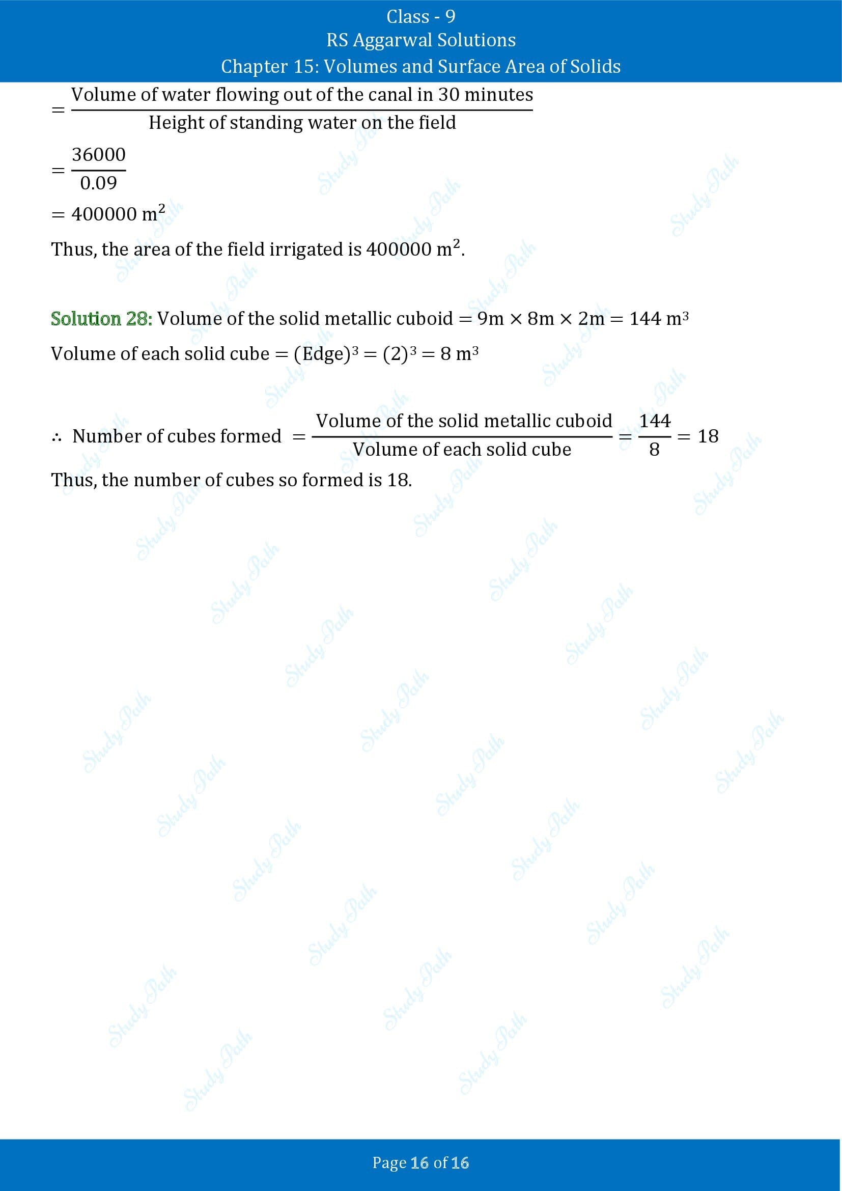 RS Aggarwal Solutions Class 9 Chapter 15 Volumes and Surface Area of Solids Exercise 15A 00016