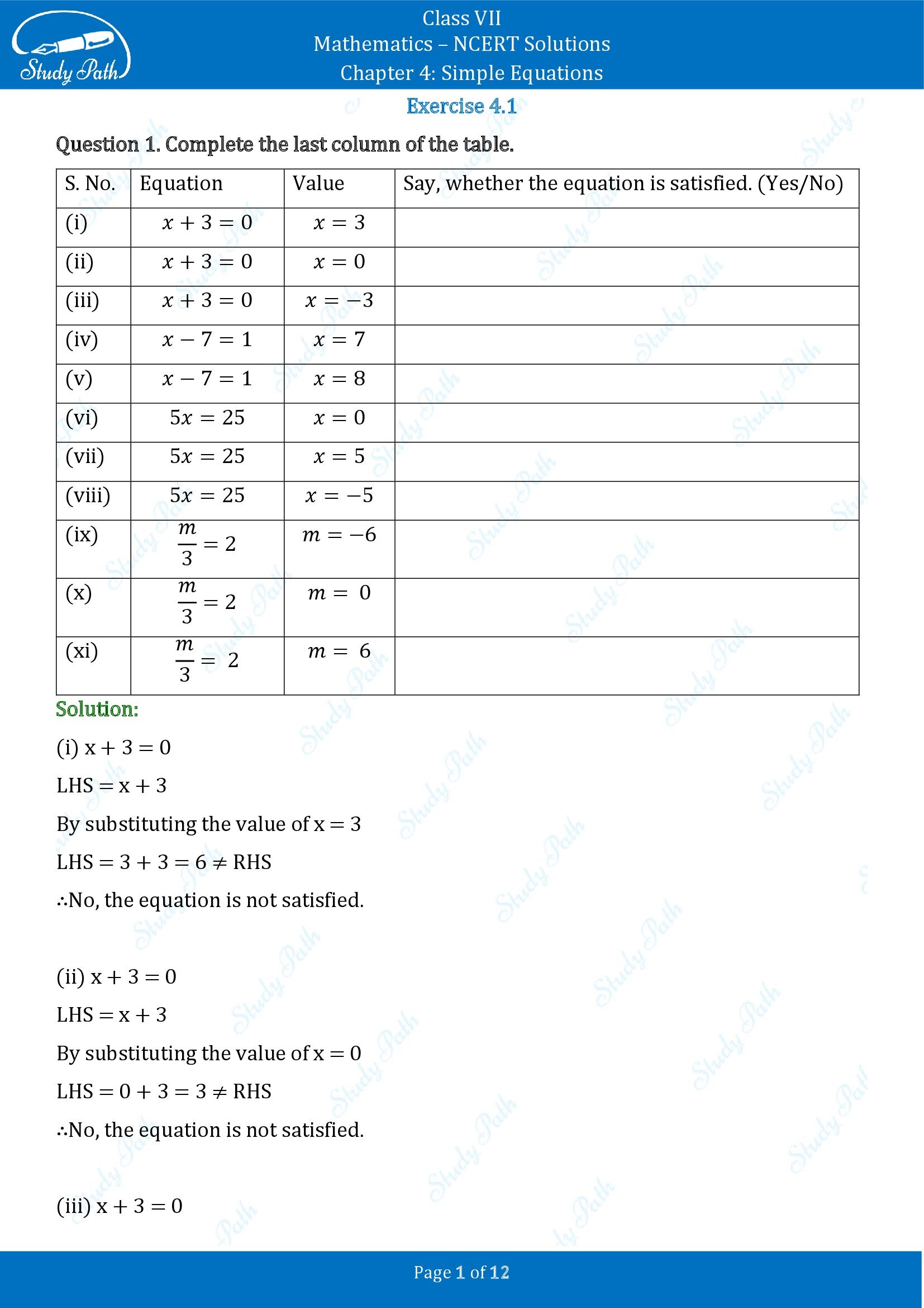 NCERT Solutions for Class 7 Maths Chapter 4 Simple Equations Exercise 4.1 00001