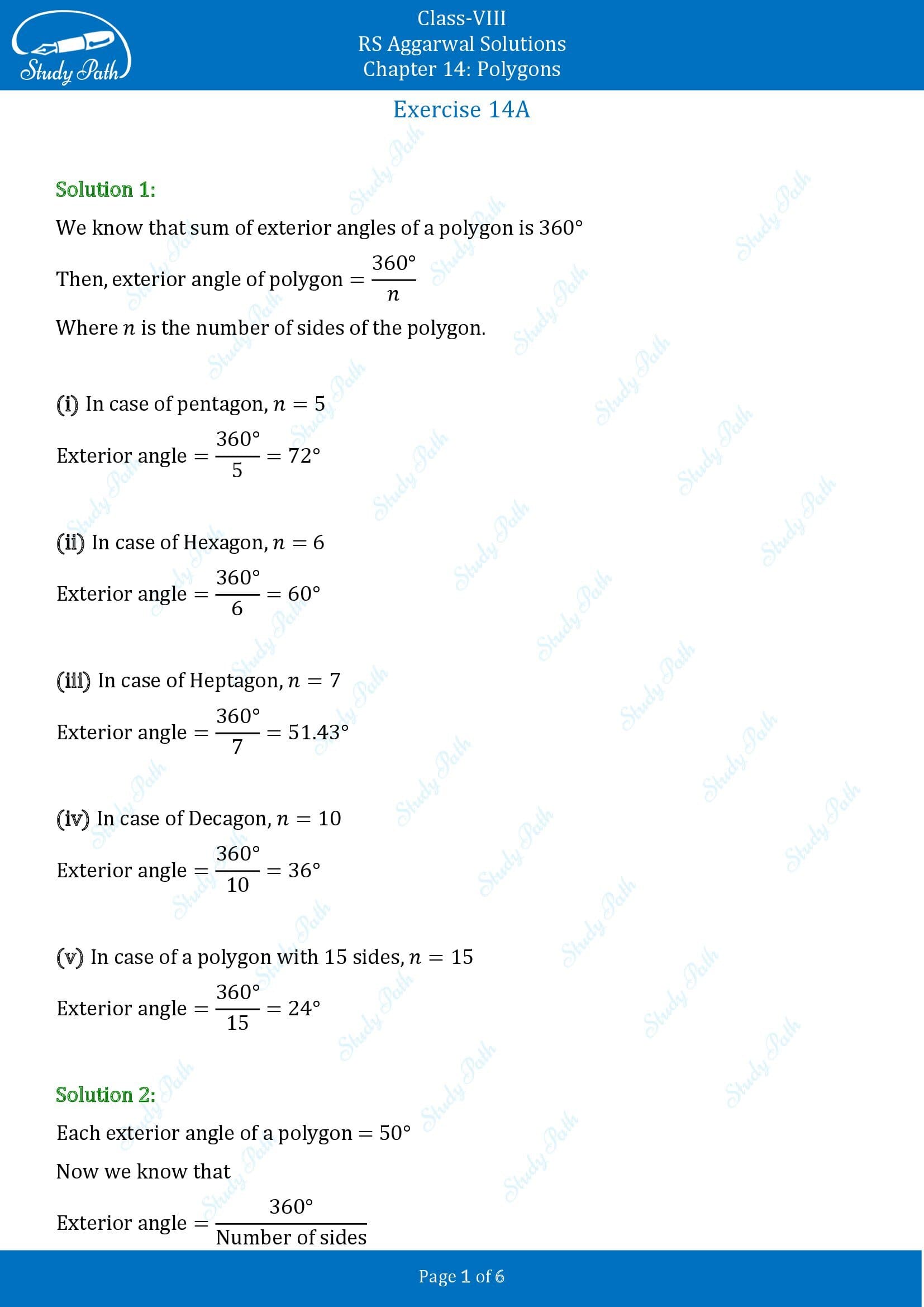 RS Aggarwal Solutions Class 8 Chapter 14 Polygons Exercise 14A 00001