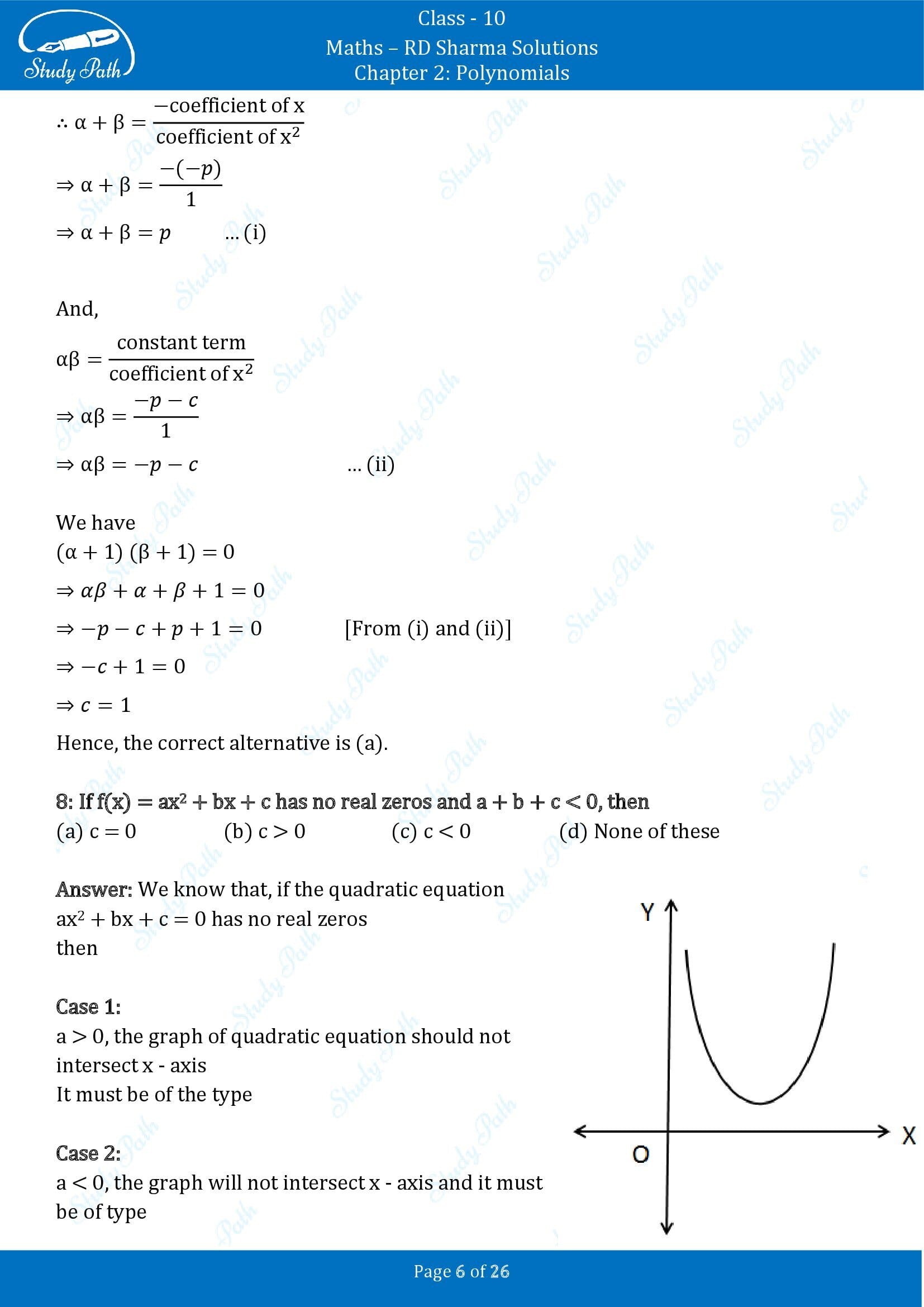RD Sharma Solutions Class 10 Chapter 2 Polynomials Multiple Choice Questions MCQs 00006