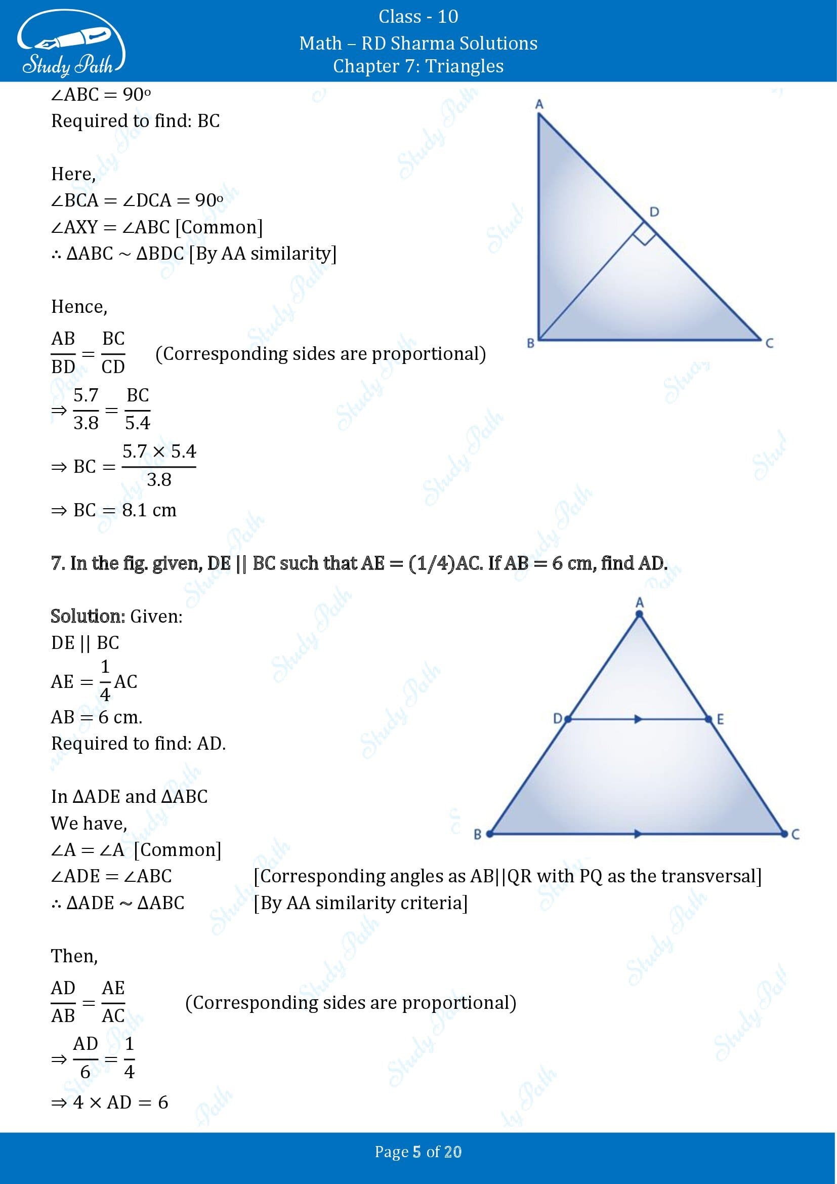 RD Sharma Solutions Class 10 Chapter 7 Triangles Exercise 7.5 00005