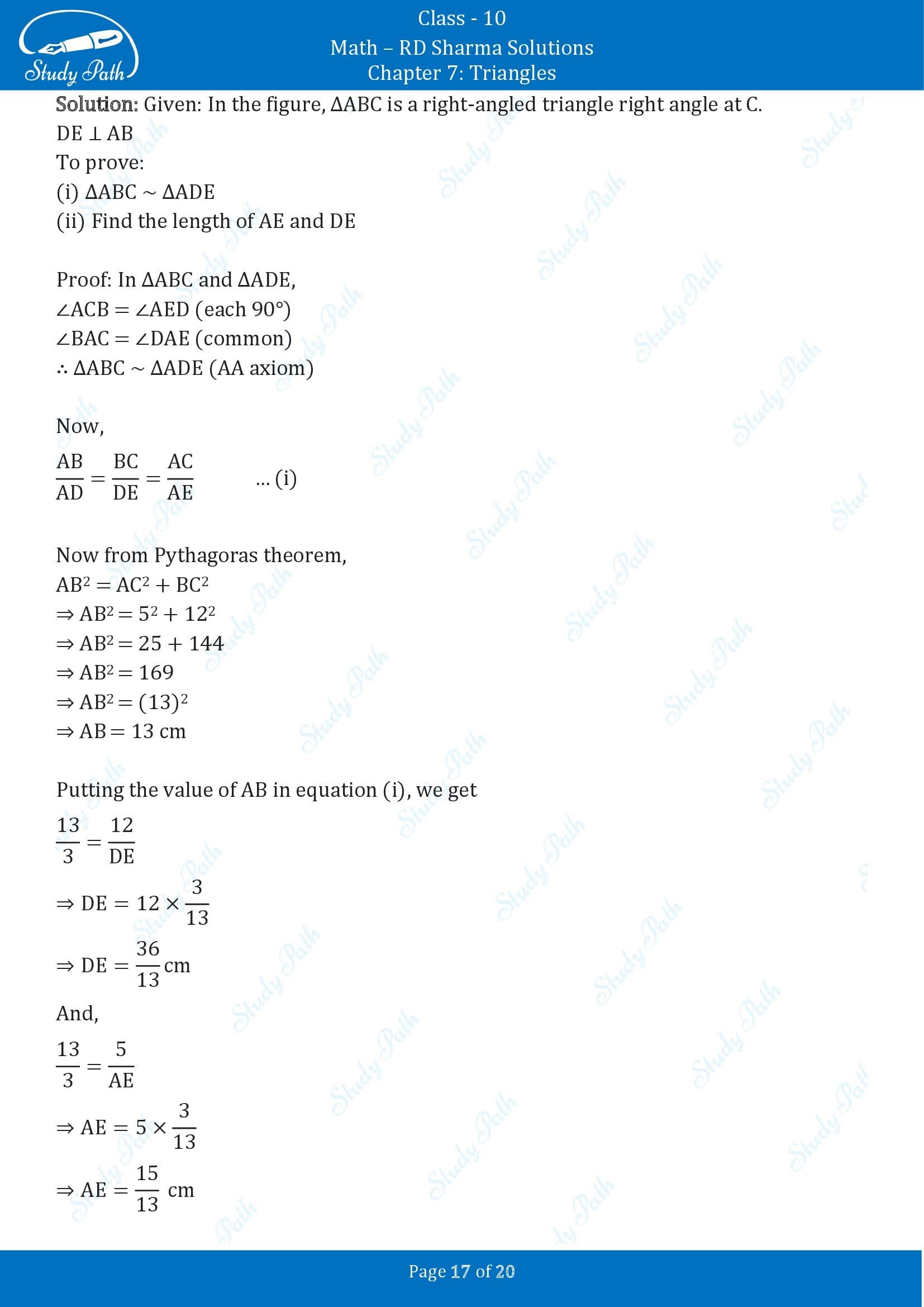 RD Sharma Solutions Class 10 Chapter 7 Triangles Exercise 7.5 00017