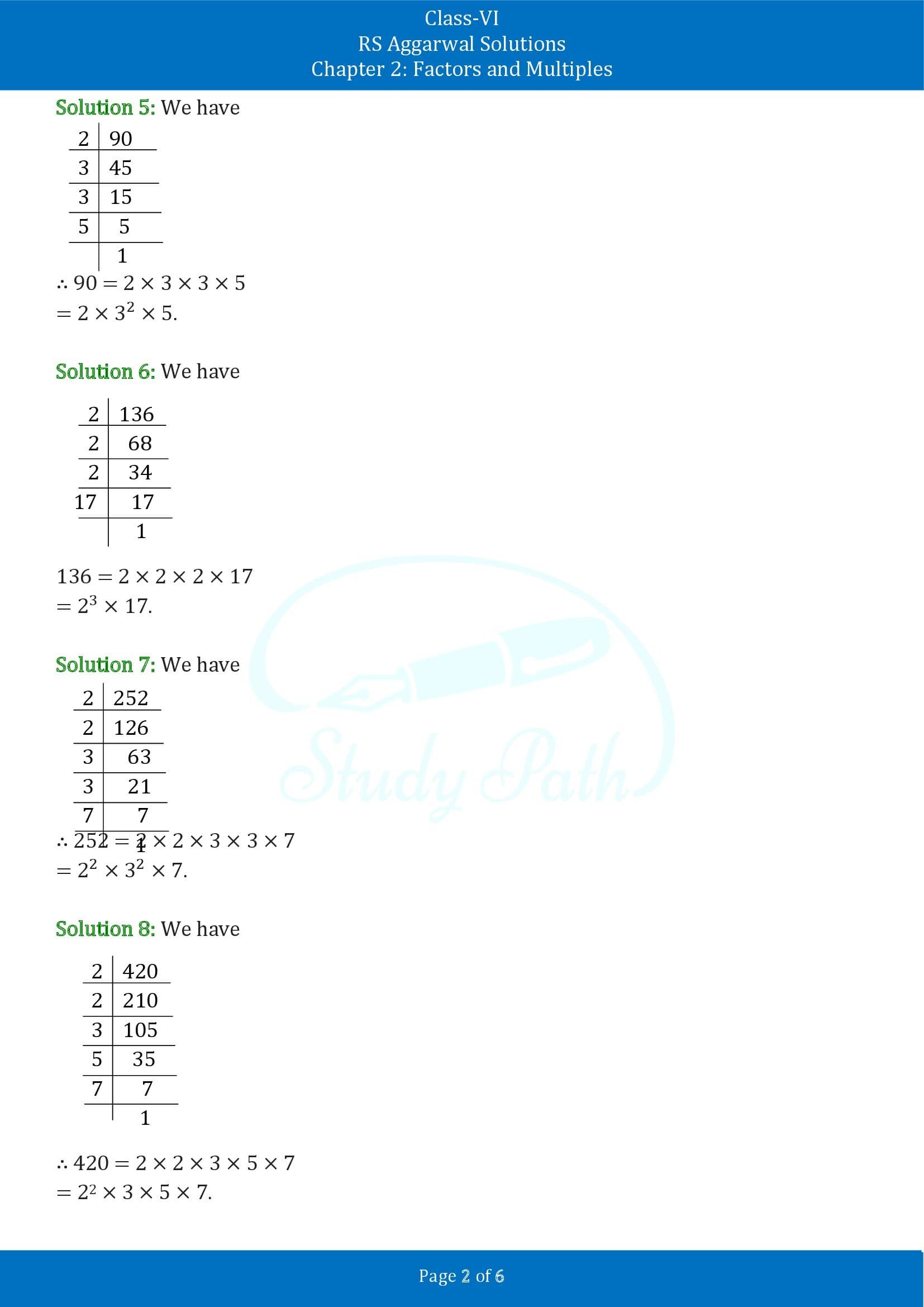 RS Aggarwal Solutions Class 6 Chapter 2 Factors and Multiples Exercise 2C 00002