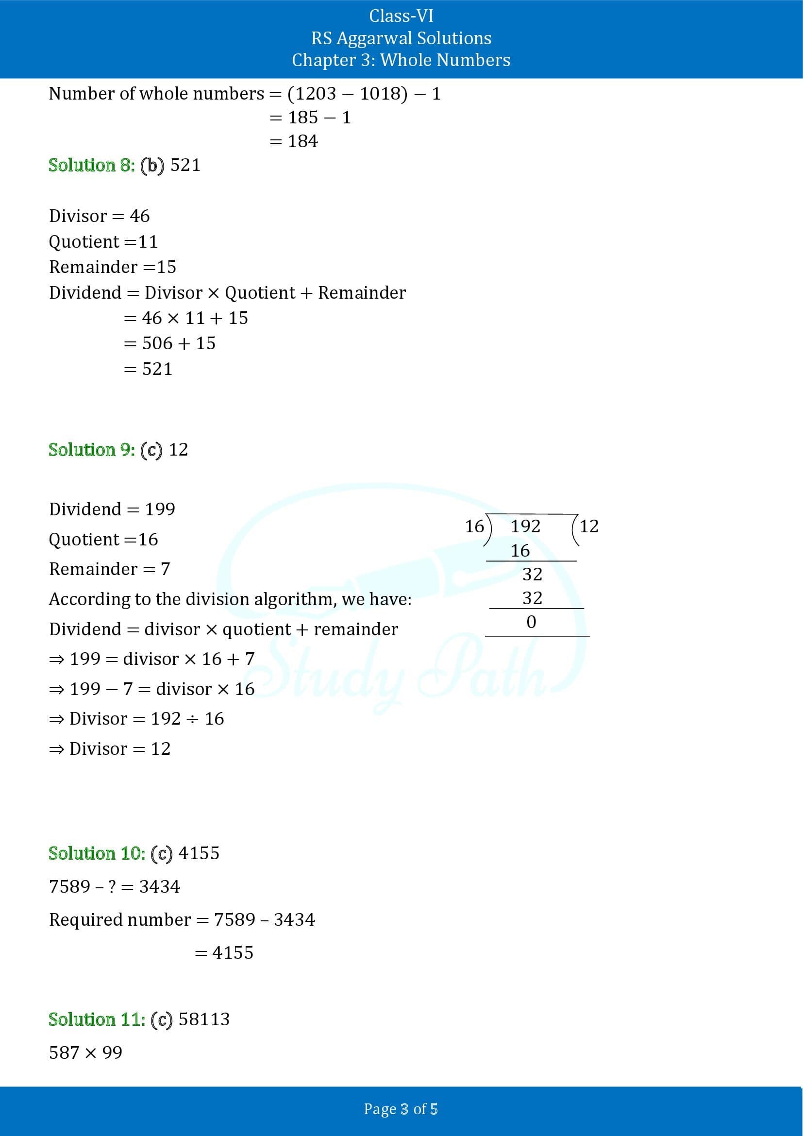 RS Aggarwal Solutions Class 6 Chapter 3 Whole Numbers Exercise 3F MCQ 00003
