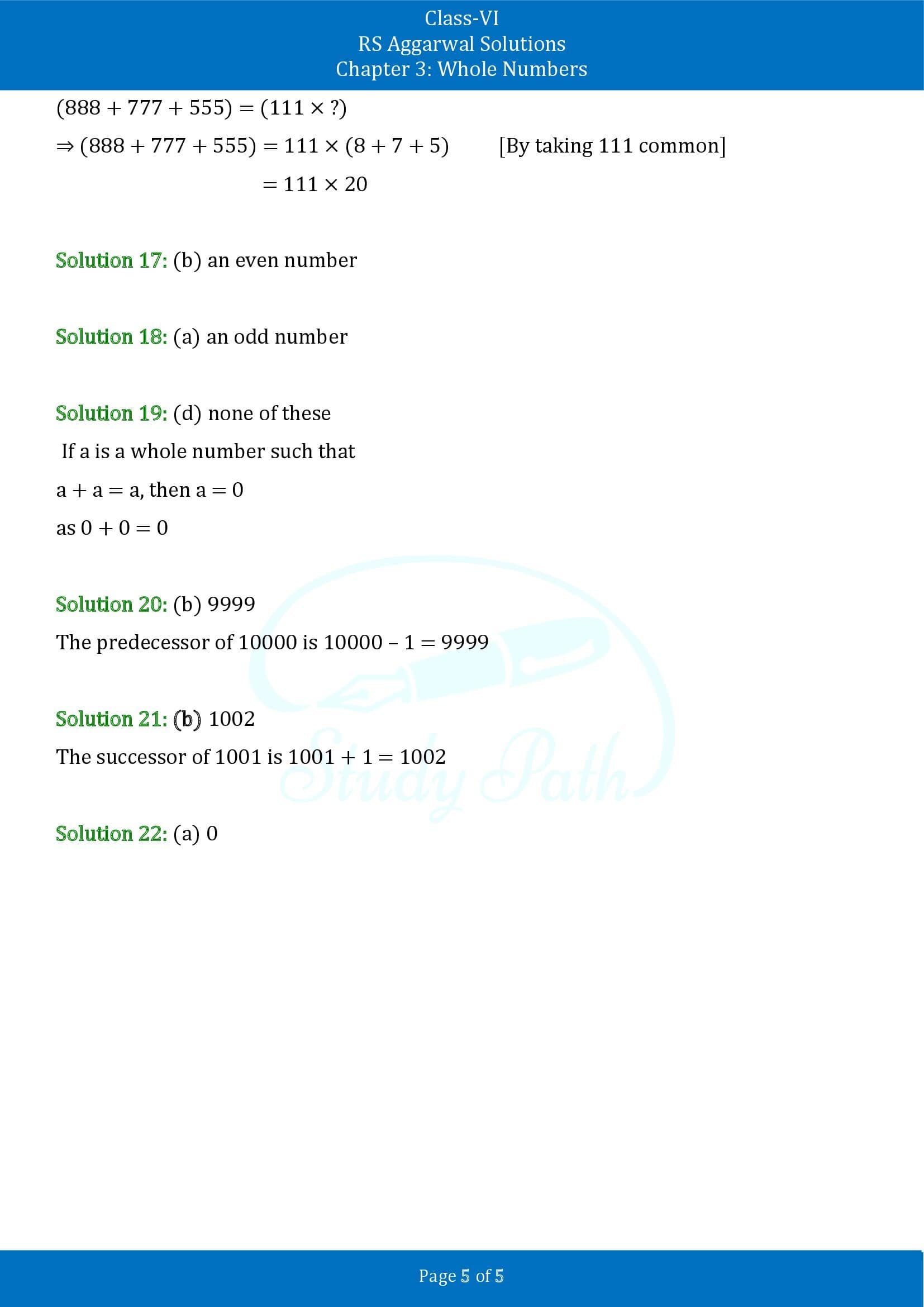 RS Aggarwal Solutions Class 6 Chapter 3 Whole Numbers Exercise 3F MCQ 00005