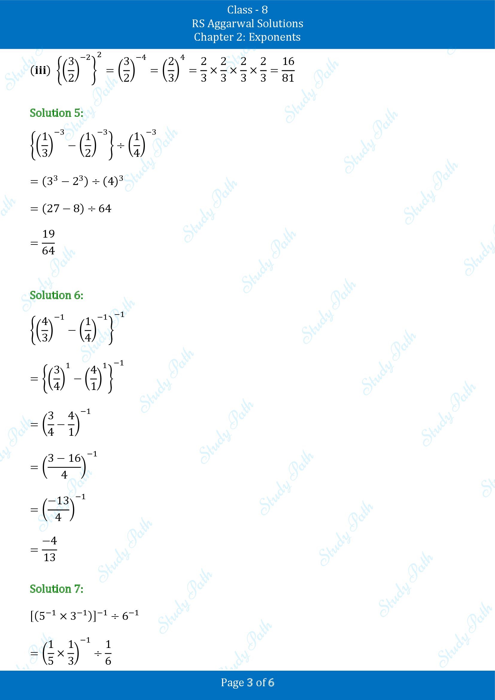 RS Aggarwal Solutions Class 8 Chapter 2 Exponents Exercise 2A 00003