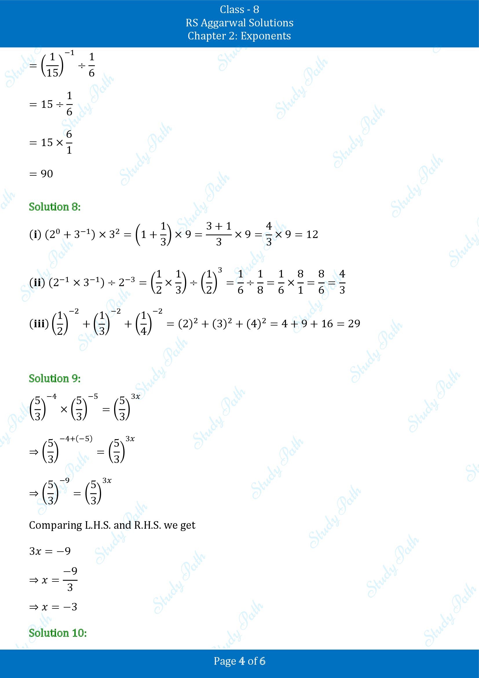 RS Aggarwal Solutions Class 8 Chapter 2 Exponents Exercise 2A 00004