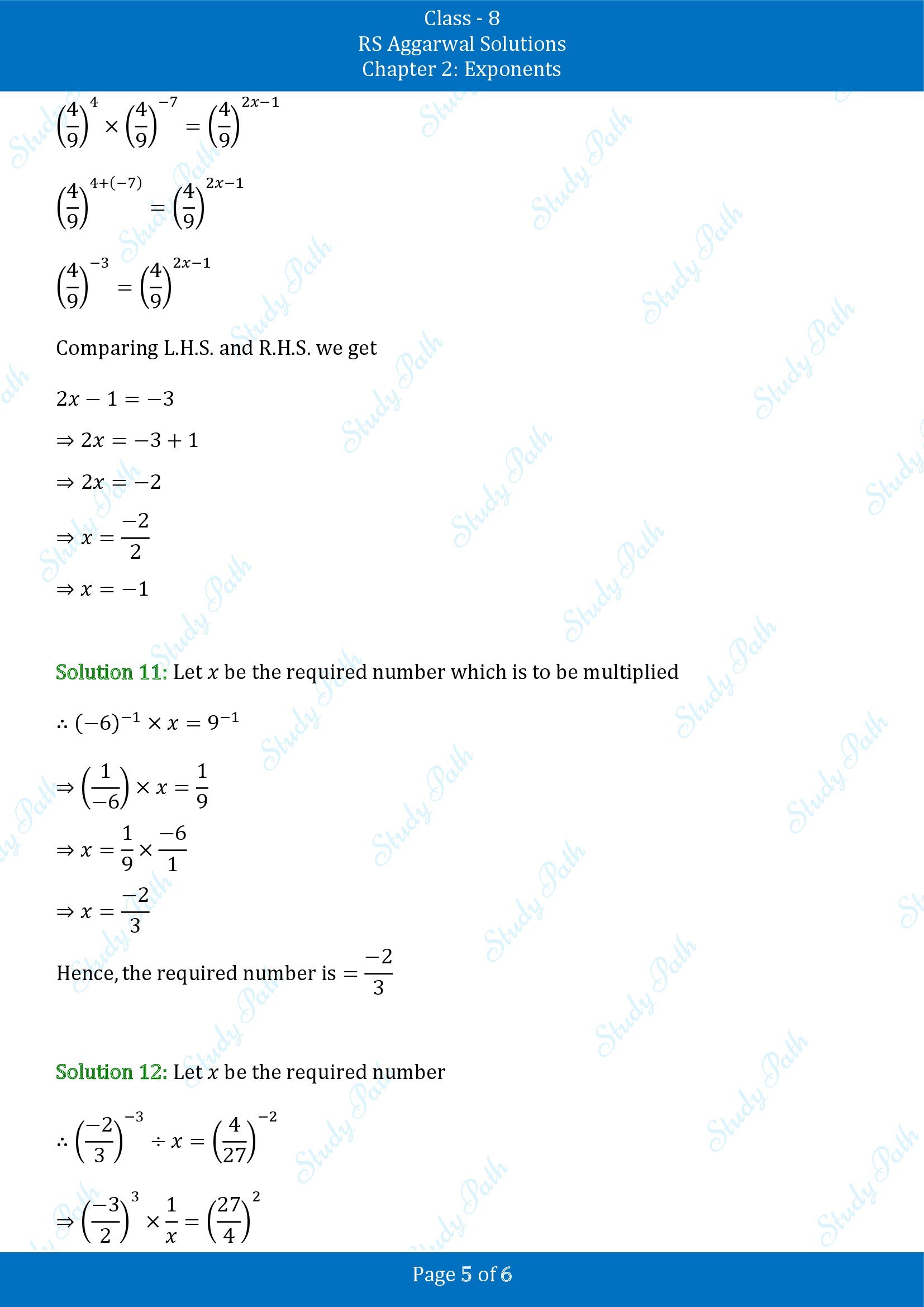 RS Aggarwal Solutions Class 8 Chapter 2 Exponents Exercise 2A 00005