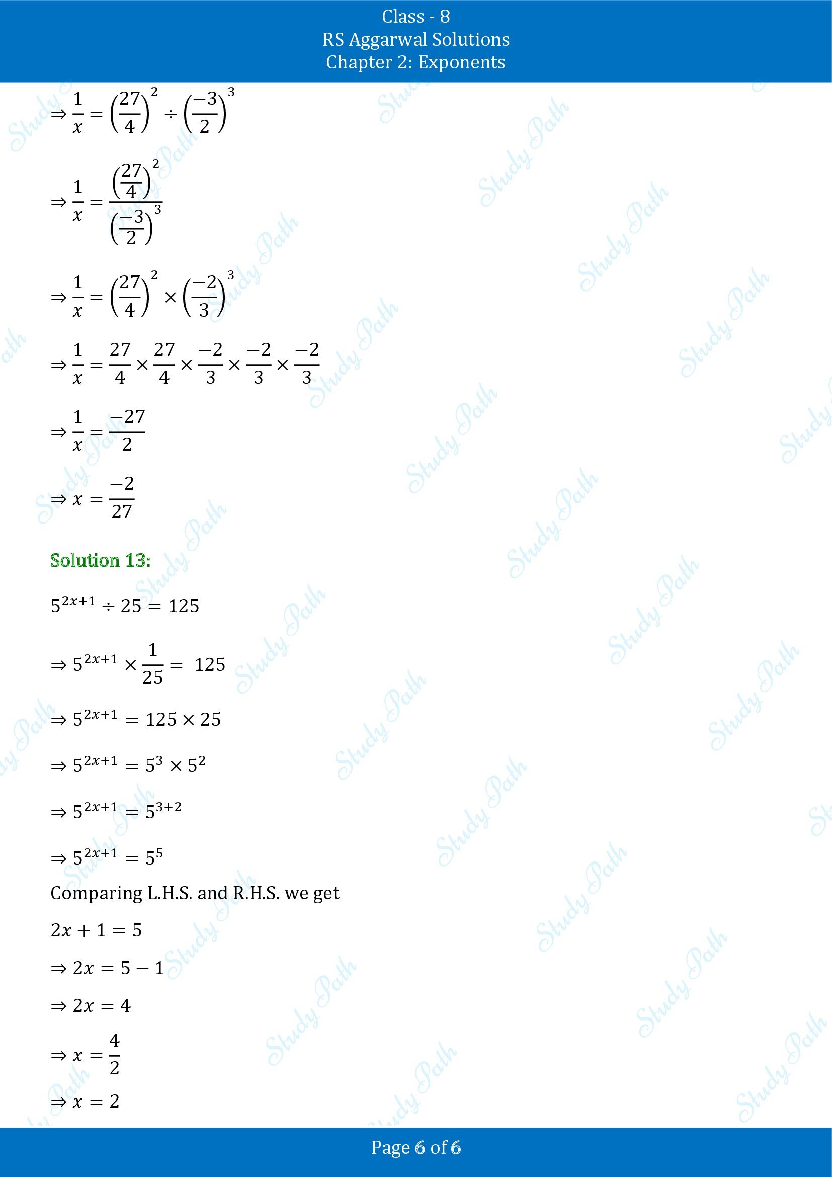 RS Aggarwal Solutions Class 8 Chapter 2 Exponents Exercise 2A 00006