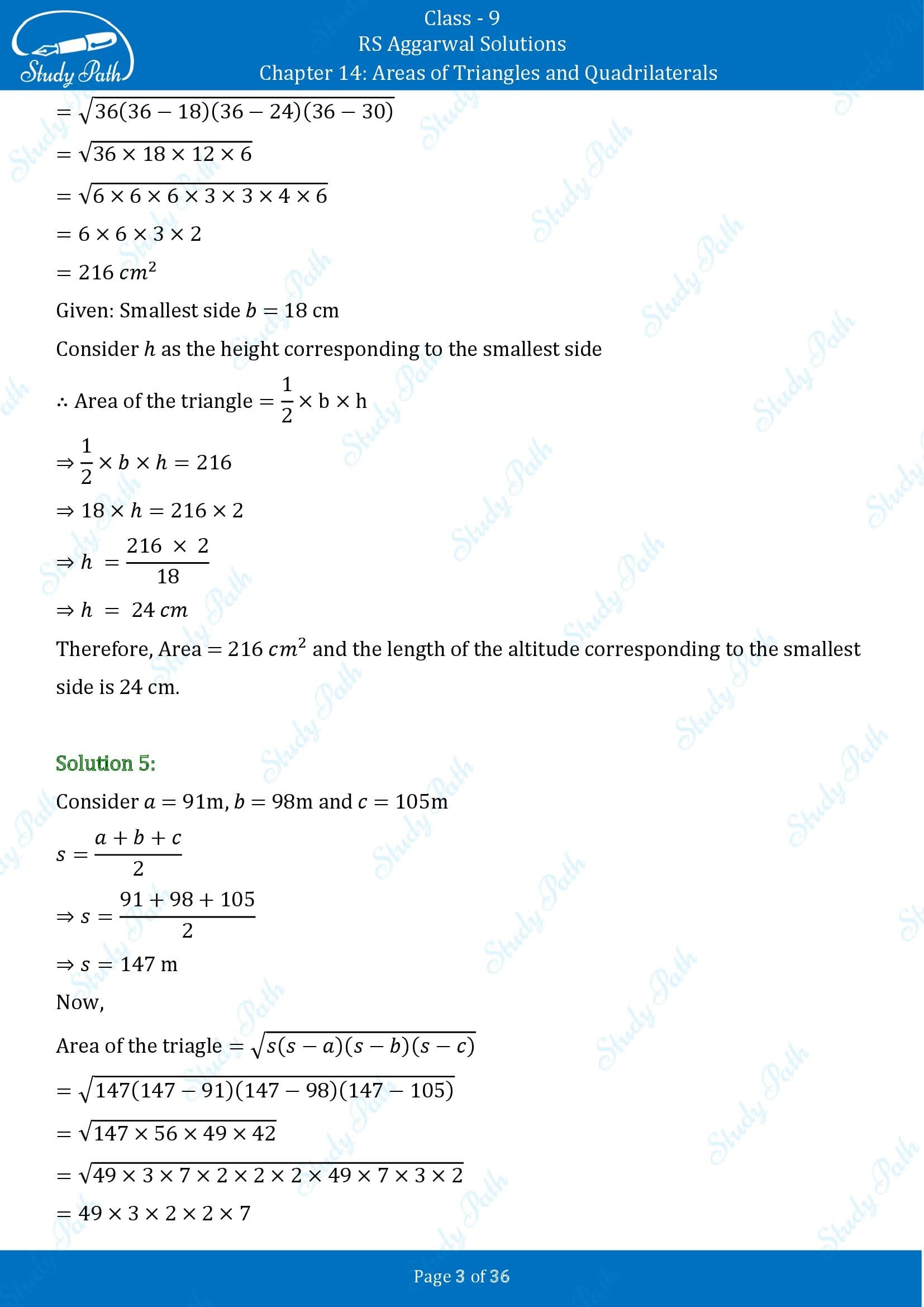 RS Aggarwal Solutions Class 9 Chapter 14 Areas of Triangles and Quadrilaterals Exercise 14 00003