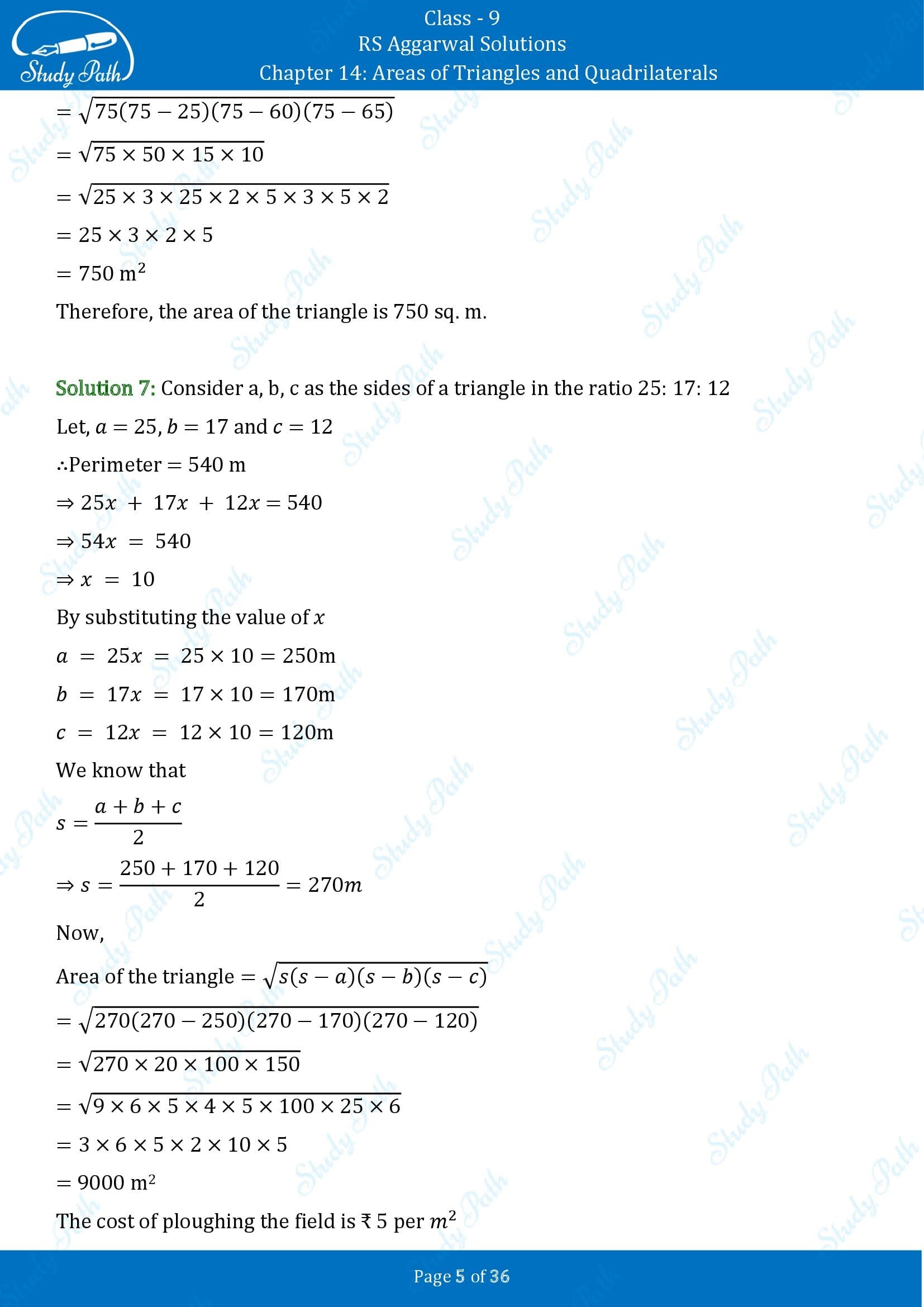RS Aggarwal Solutions Class 9 Chapter 14 Areas of Triangles and Quadrilaterals Exercise 14 00005
