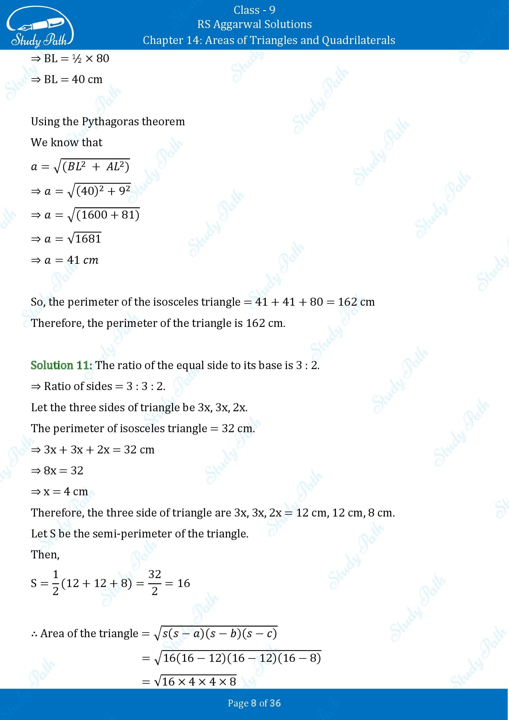 RS Aggarwal Solutions Class 9 Chapter 14 Areas of Triangles and Quadrilaterals Exercise 14 00008