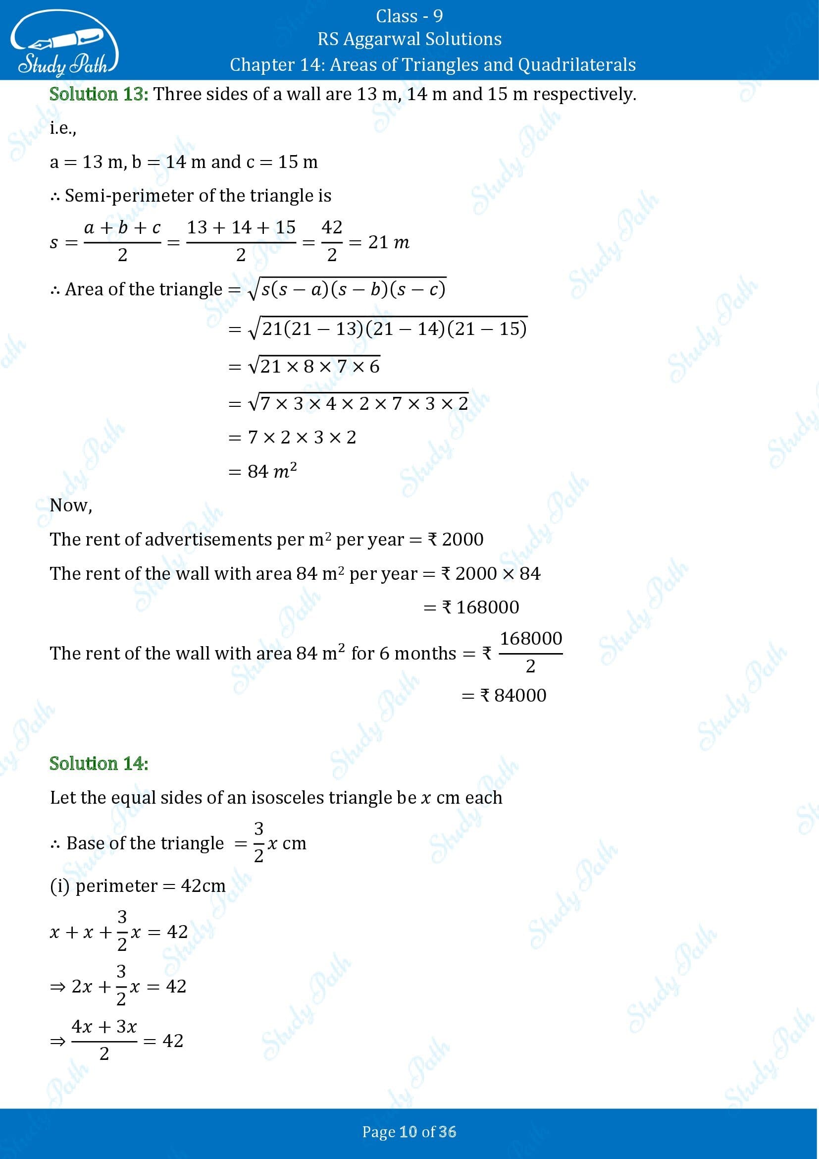 RS Aggarwal Solutions Class 9 Chapter 14 Areas of Triangles and Quadrilaterals Exercise 14 00010