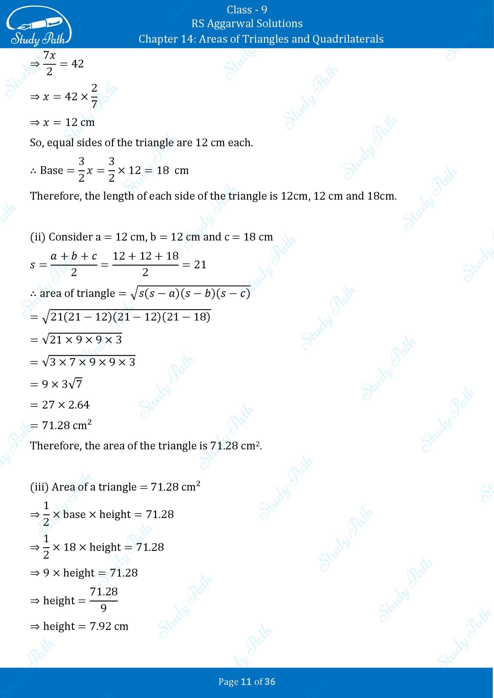 RS Aggarwal Solutions Class 9 Chapter 14 Areas of Triangles and Quadrilaterals Exercise 14 00011