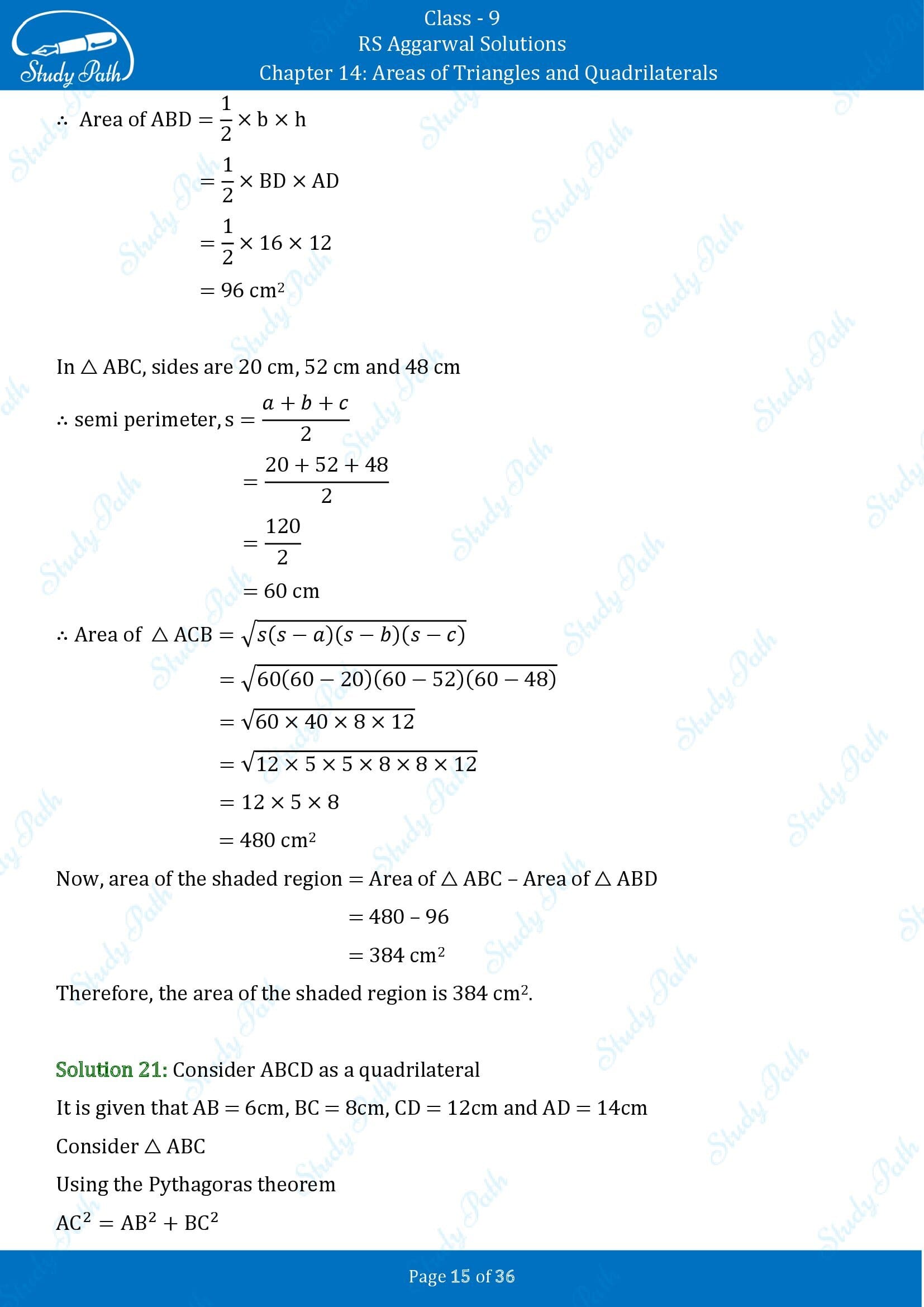 RS Aggarwal Solutions Class 9 Chapter 14 Areas of Triangles and Quadrilaterals Exercise 14 00015