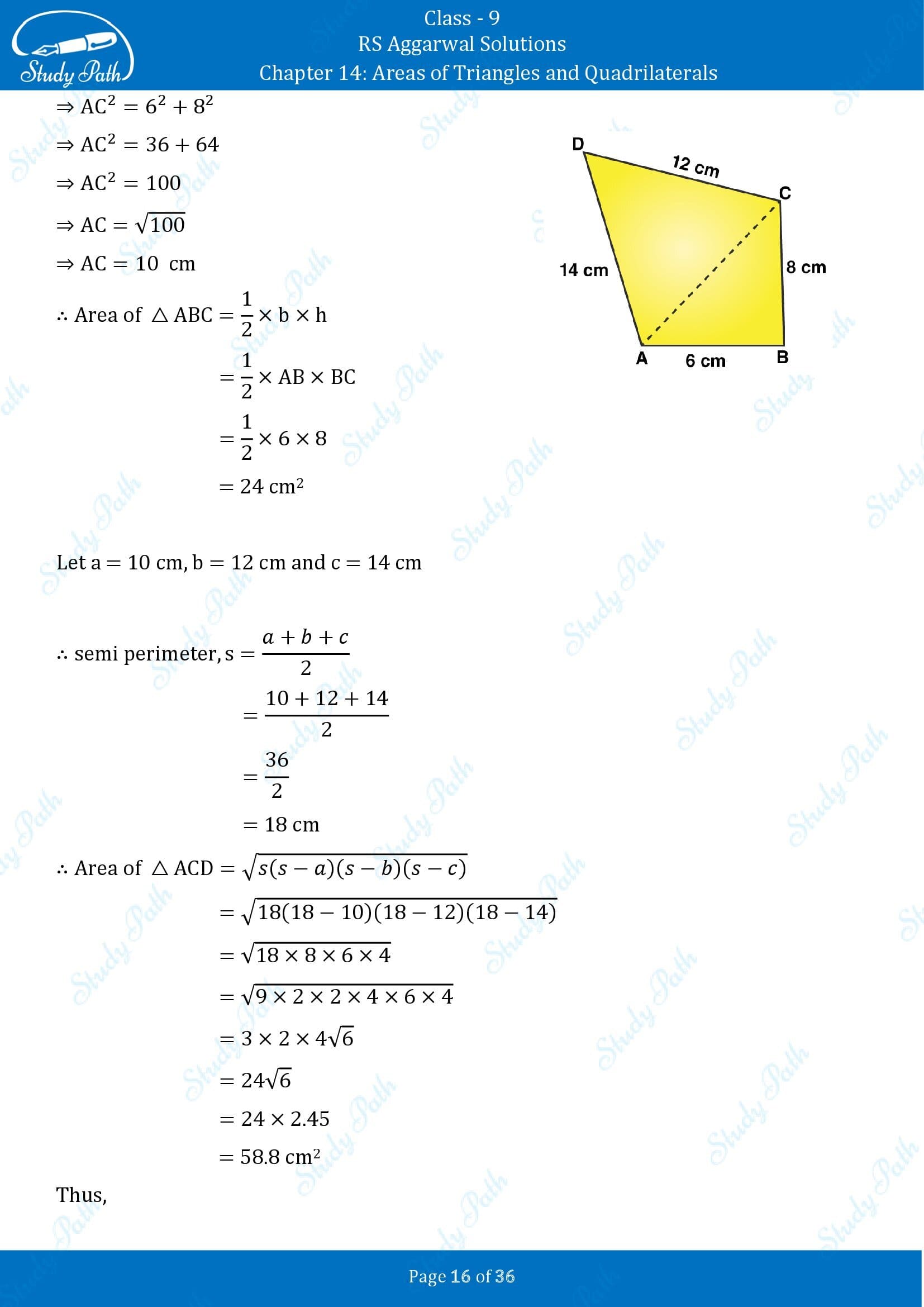 RS Aggarwal Solutions Class 9 Chapter 14 Areas of Triangles and Quadrilaterals Exercise 14 00016
