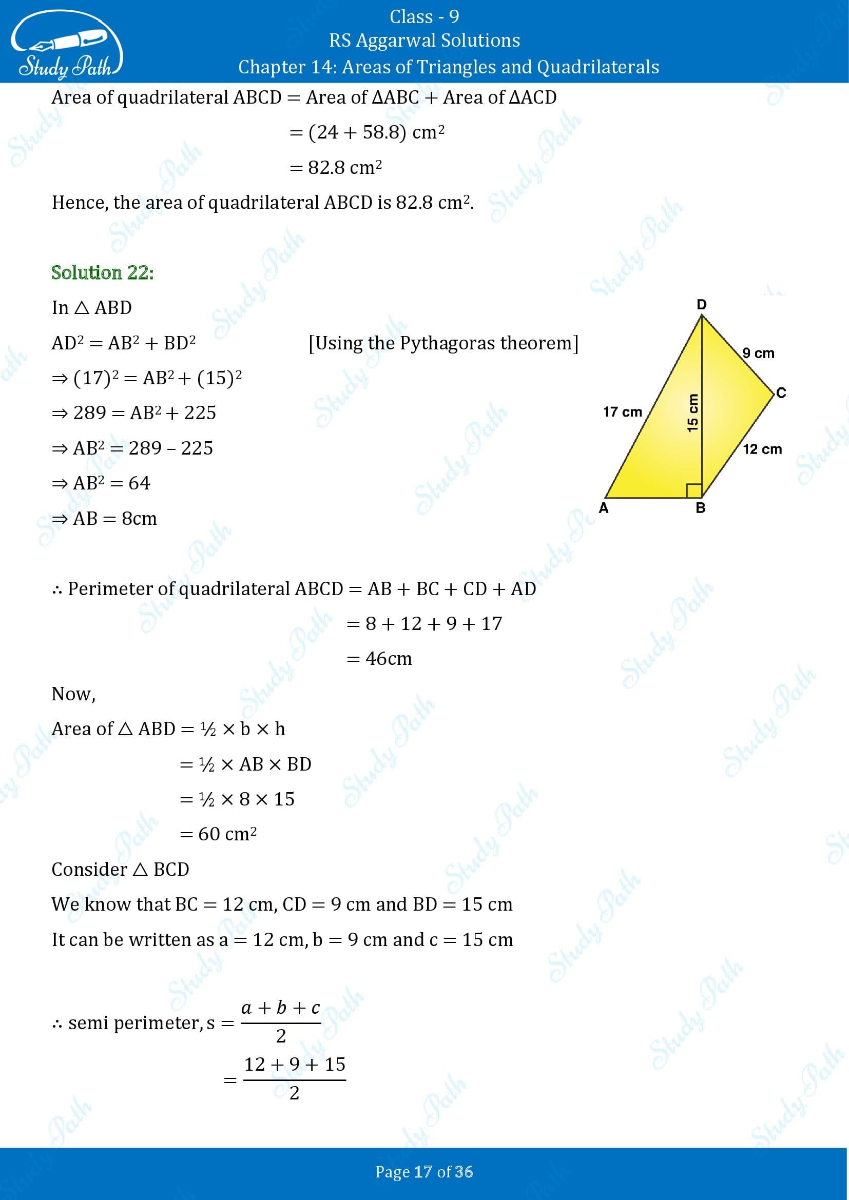RS Aggarwal Solutions Class 9 Chapter 14 Areas of Triangles and Quadrilaterals Exercise 14 00017