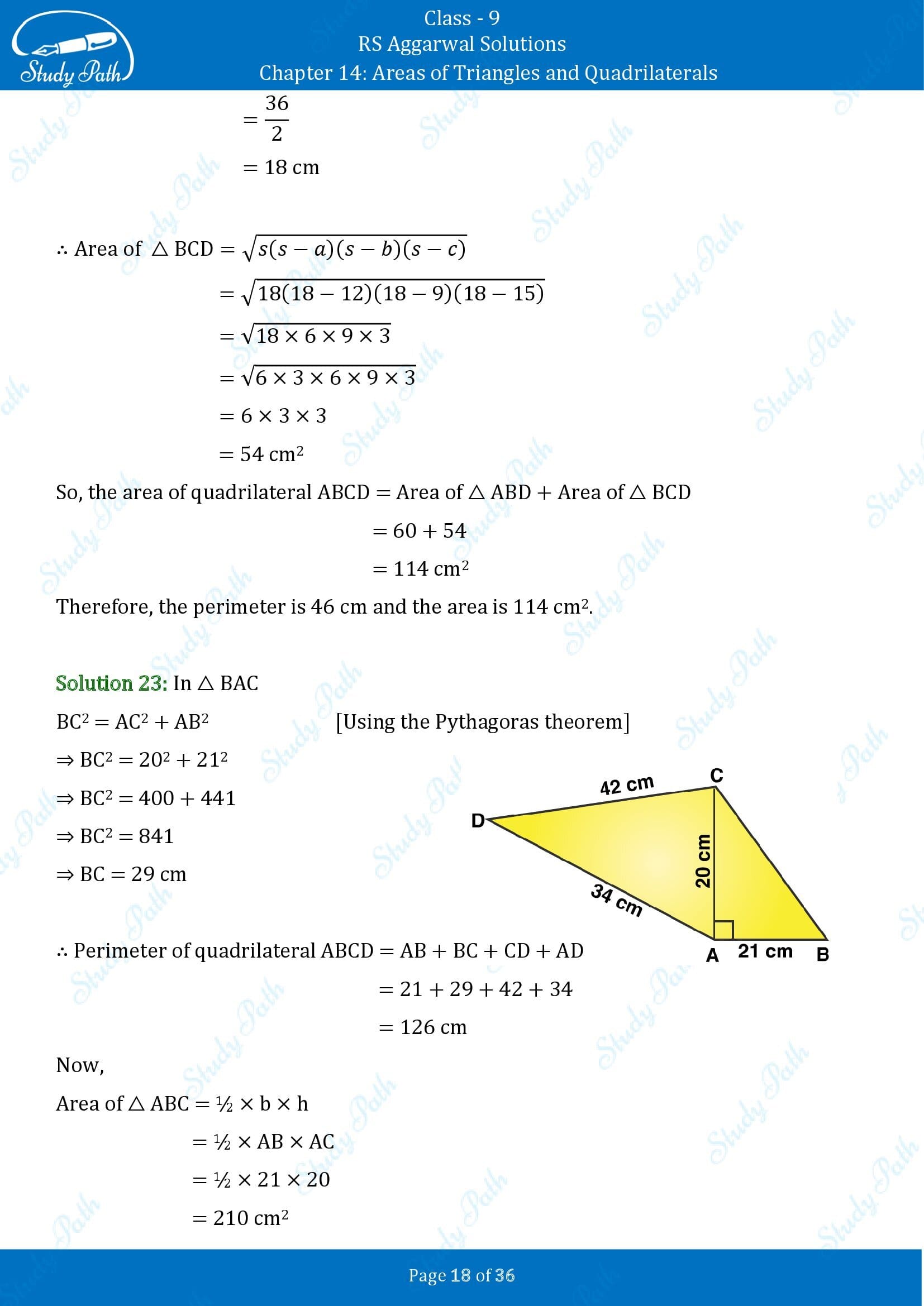 RS Aggarwal Solutions Class 9 Chapter 14 Areas of Triangles and Quadrilaterals Exercise 14 00018